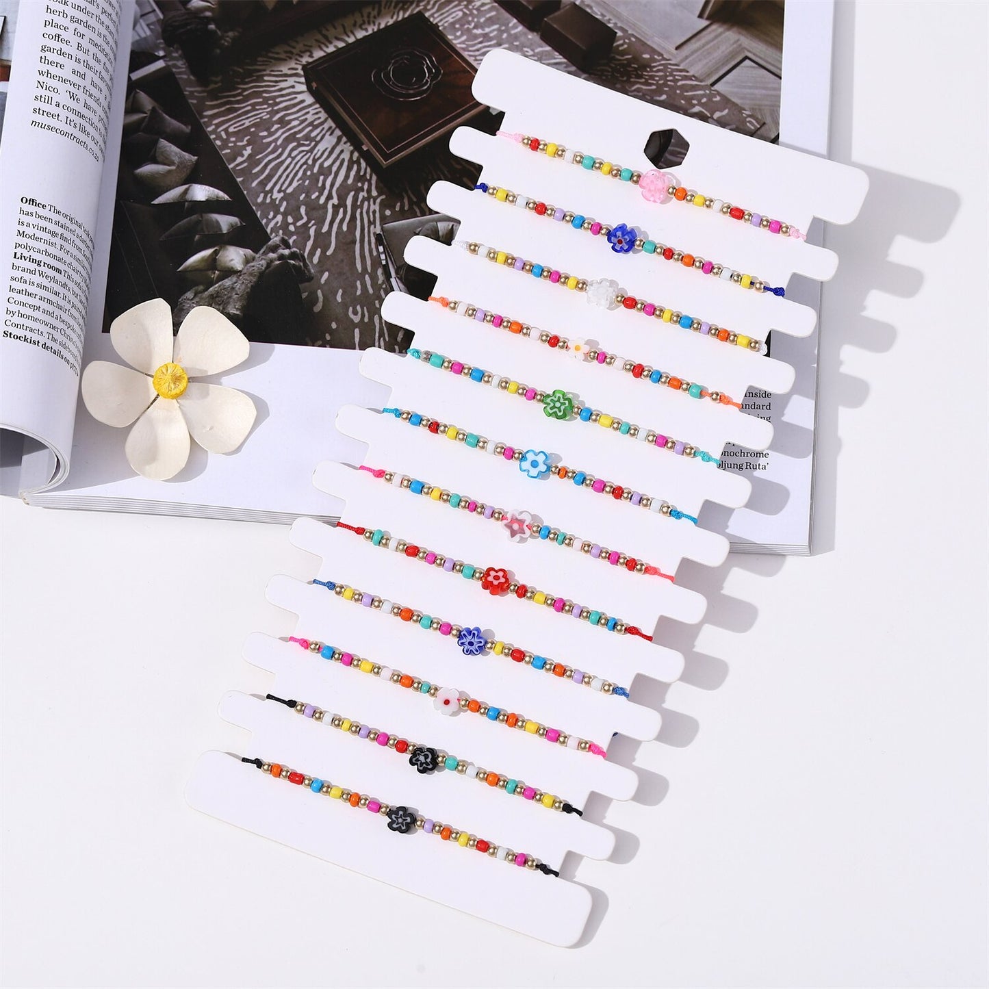 12 Pcs Handmade Flowers Bracelets Adjustable Friendship Bracelet Friend Boho Couple Bracelets Promise Bracelets Free Shipping