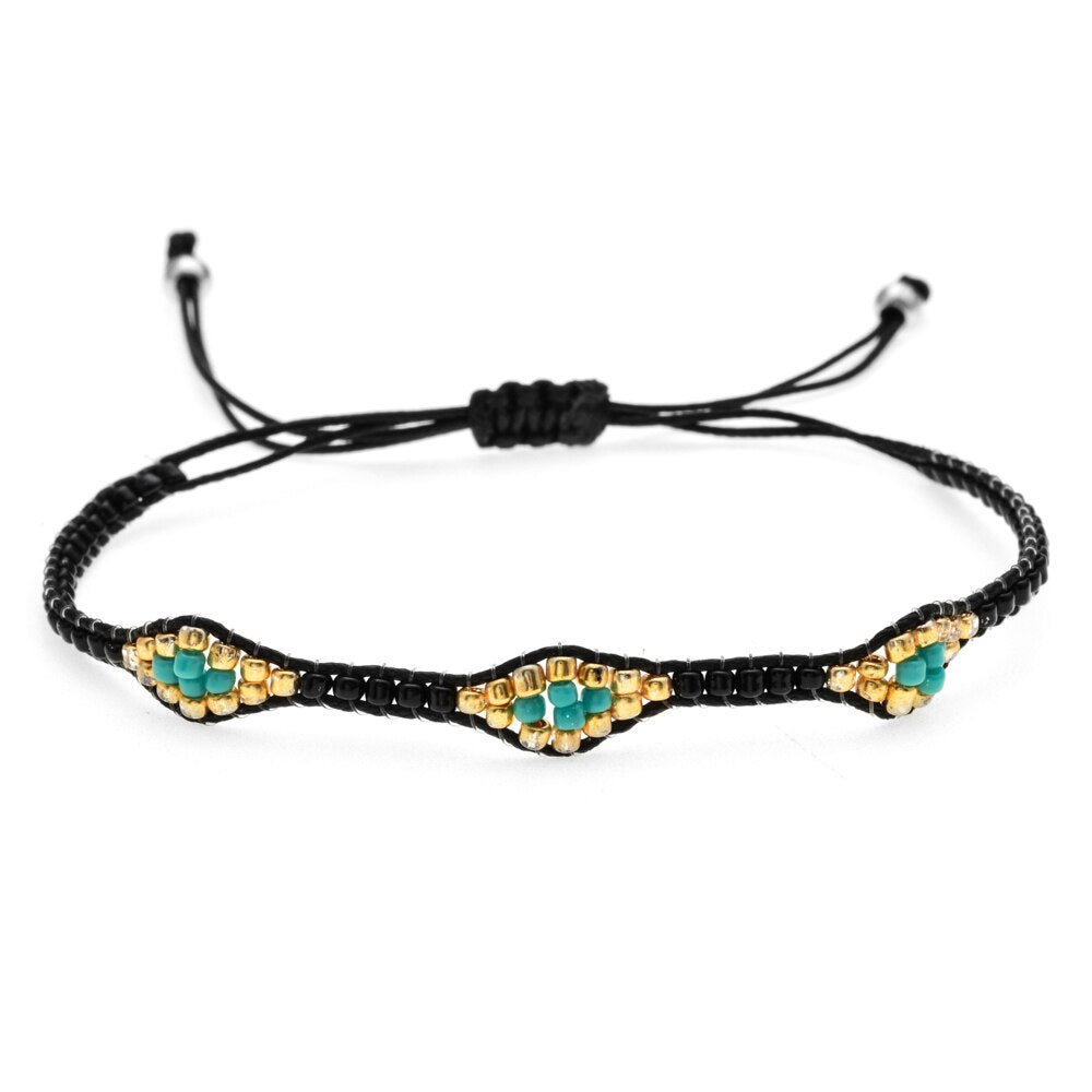 Bohemia Weave Bracelets for Women Adjustable Rope Chain Crystal Charms Braided Yoga Bracelet Bangle Jewelry Gift Wholesale