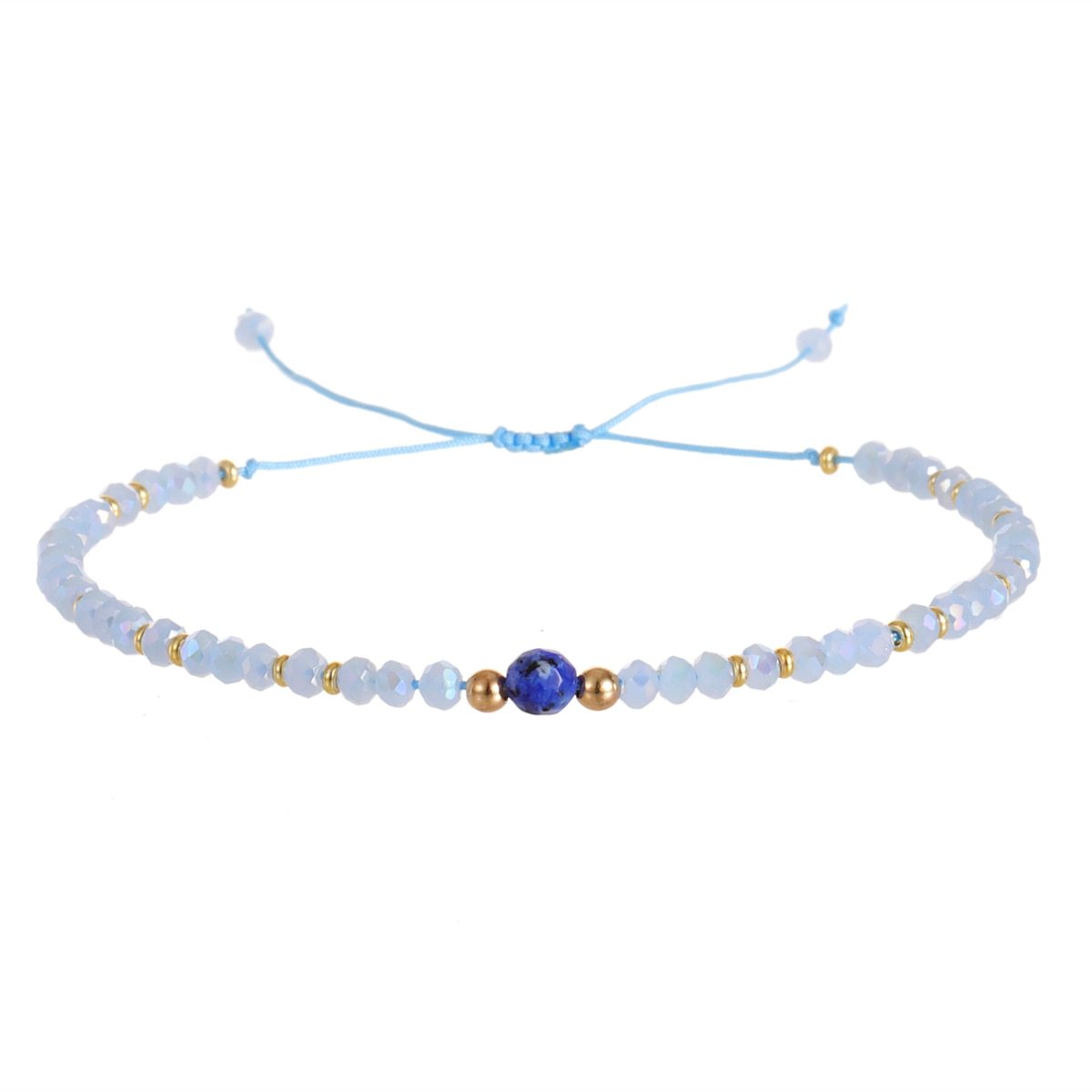 Women Crystal Faceted Glass Beads Charms Bracelets Boho Woven Adjustable Wristband Cuff Jewelry