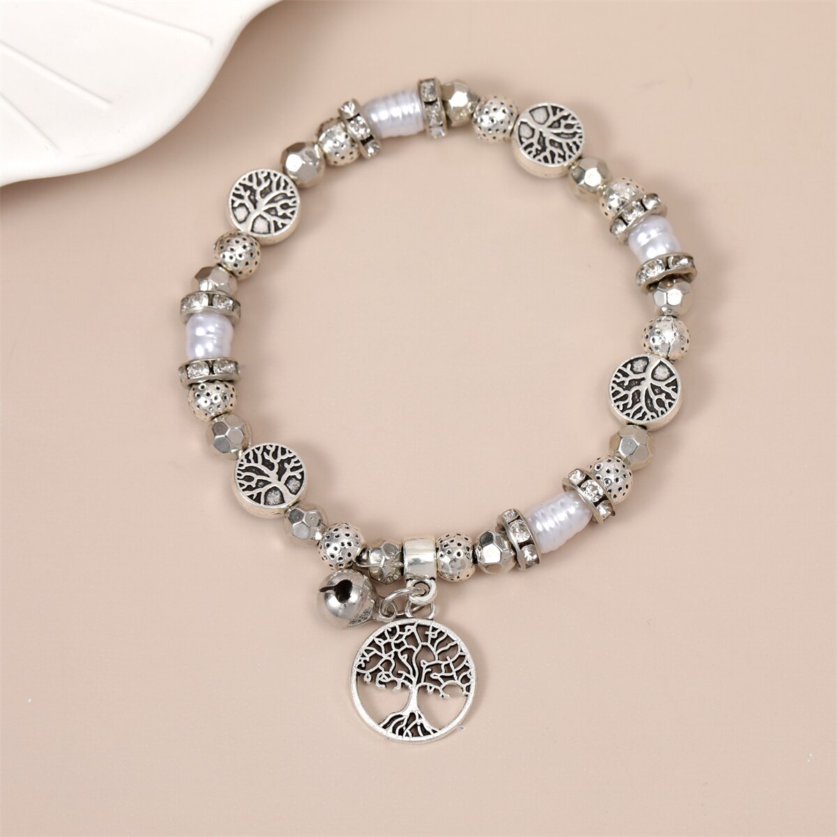 Fashion Metal Beads Disco Ball Charms Bracelets Bangles Tree of Life Pendant Adjustable Bracelet Jewelry for Women Man