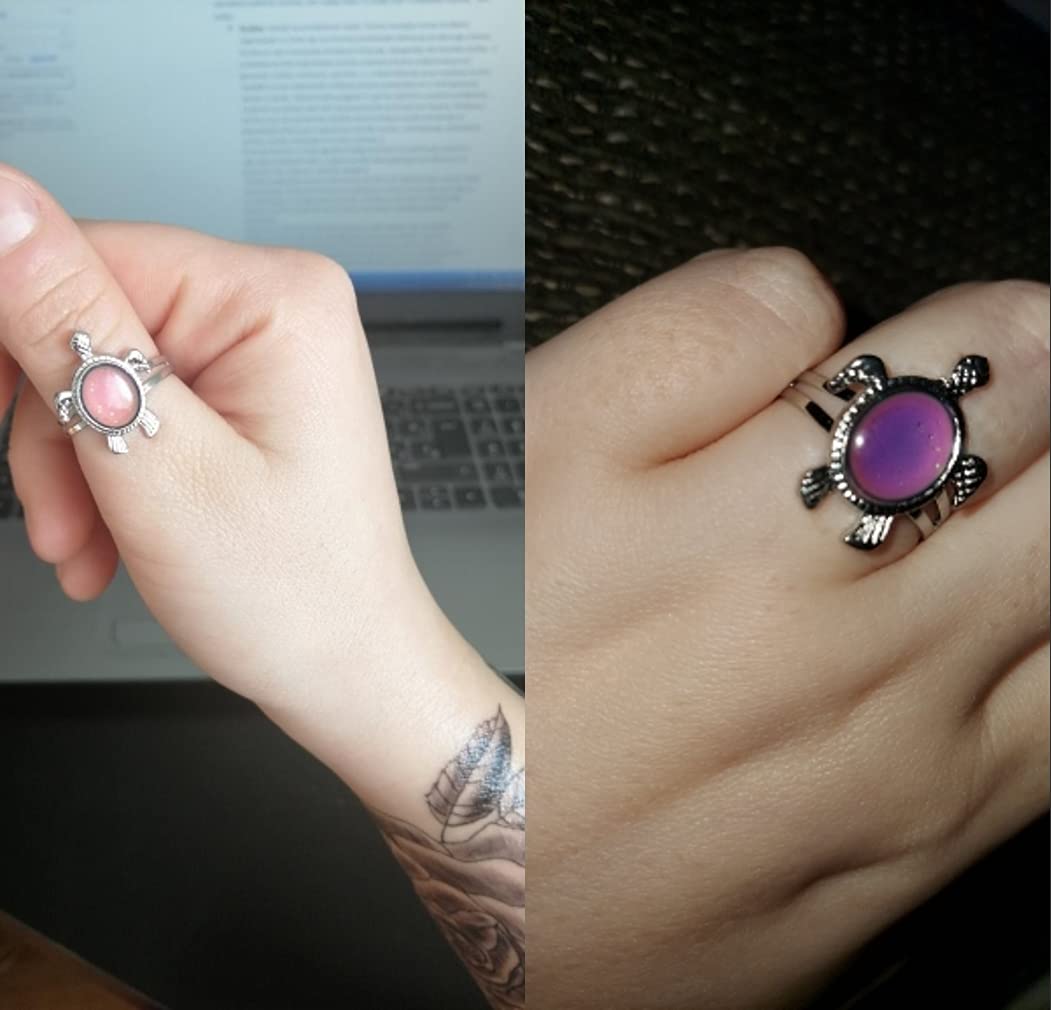 3Pcs/lot Animal Mood Ring Adjustable Size Turtle Dolphin Temperature Change Color Rings for Women Decoration Gifts