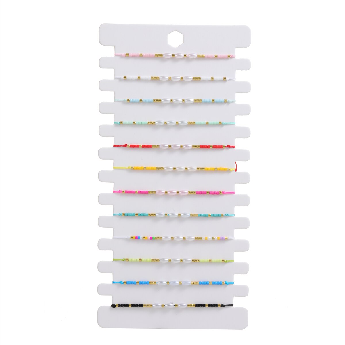 Boho 12pcs Seeds Bead Pearl Bracelet for Women Men Summer Surf Anklet Adjustable Hand Braided Wax Rope Chain Bracelets