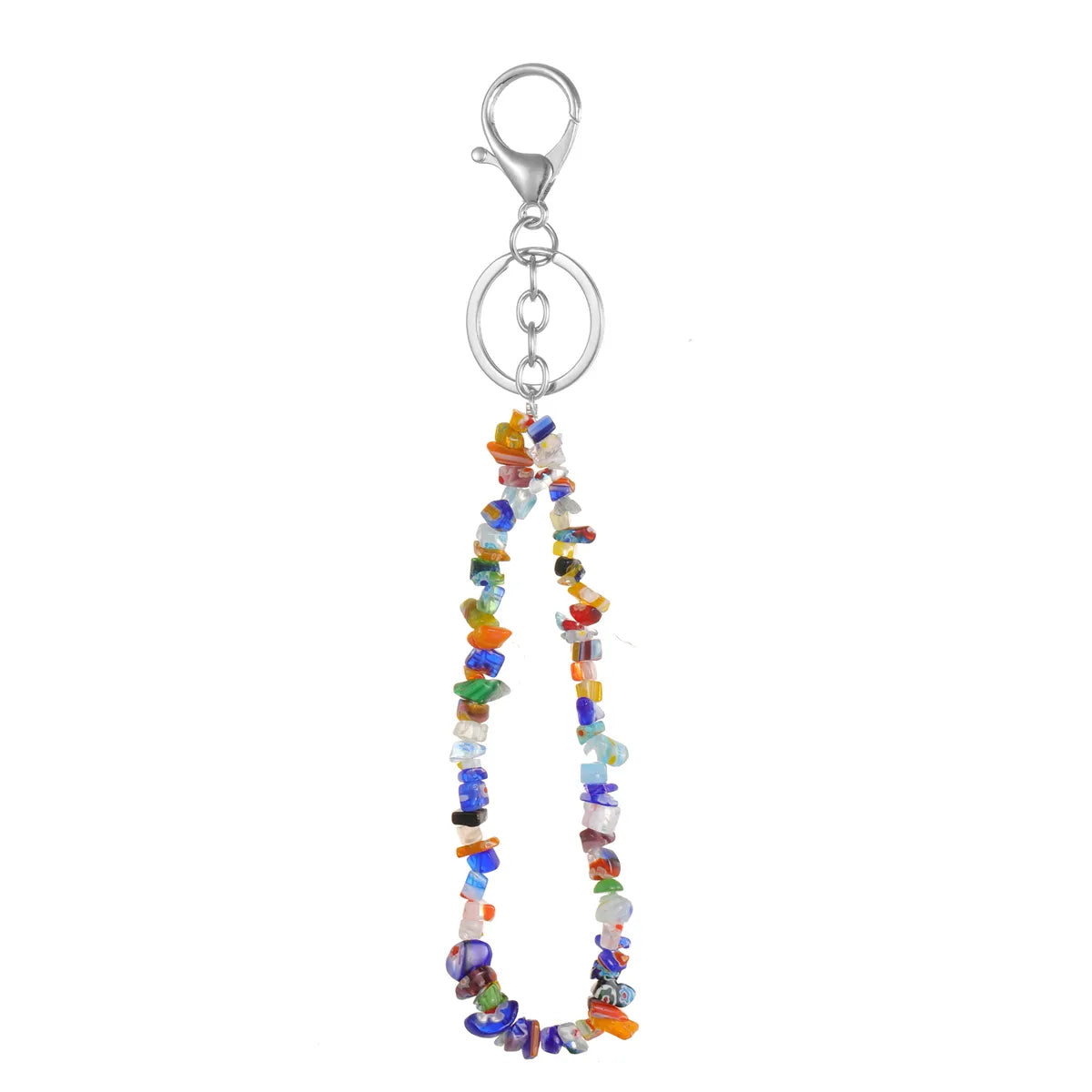 Natural Stone Mobile Phone Chain for Men Women Gravel Amethyst Quartz Stone Keychain Anti-lost Lanyard Bag Charm