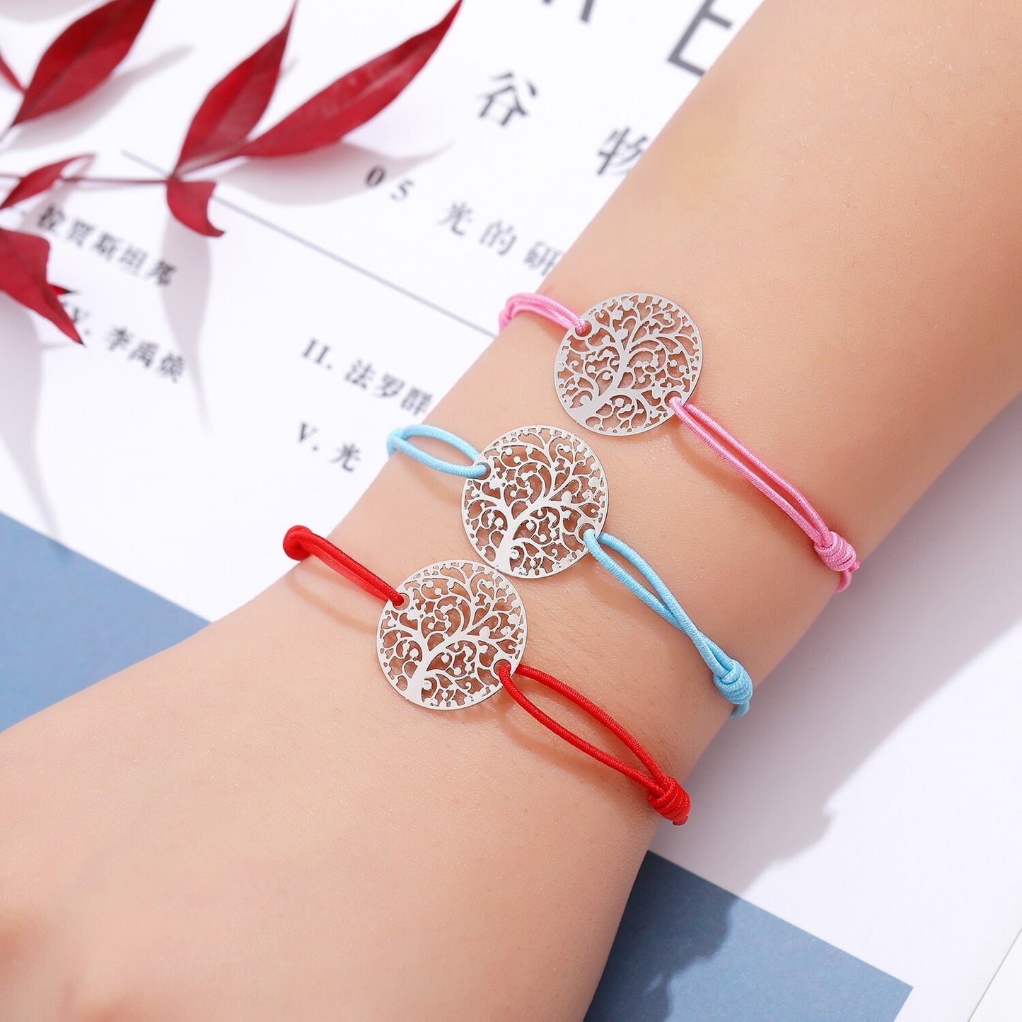 Bohemia 12pcs/Sets Hollow Tree of Life Bracelets Adjustable Rope Anklets Bracelet Friendship Jewelry Wholesale Free Shipping