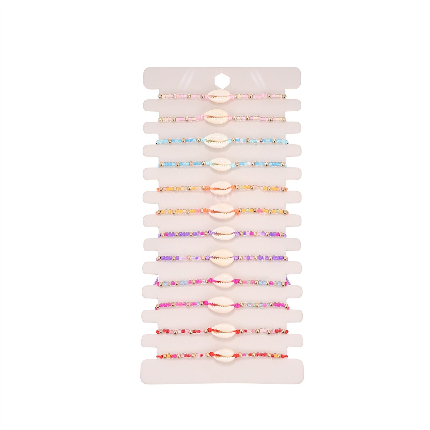 12pcs Colorful Seed Beads Shell Charms Braided Bracelets for Women Child Adjustable Rope Chain Anklets Beach Handmade Jewelry