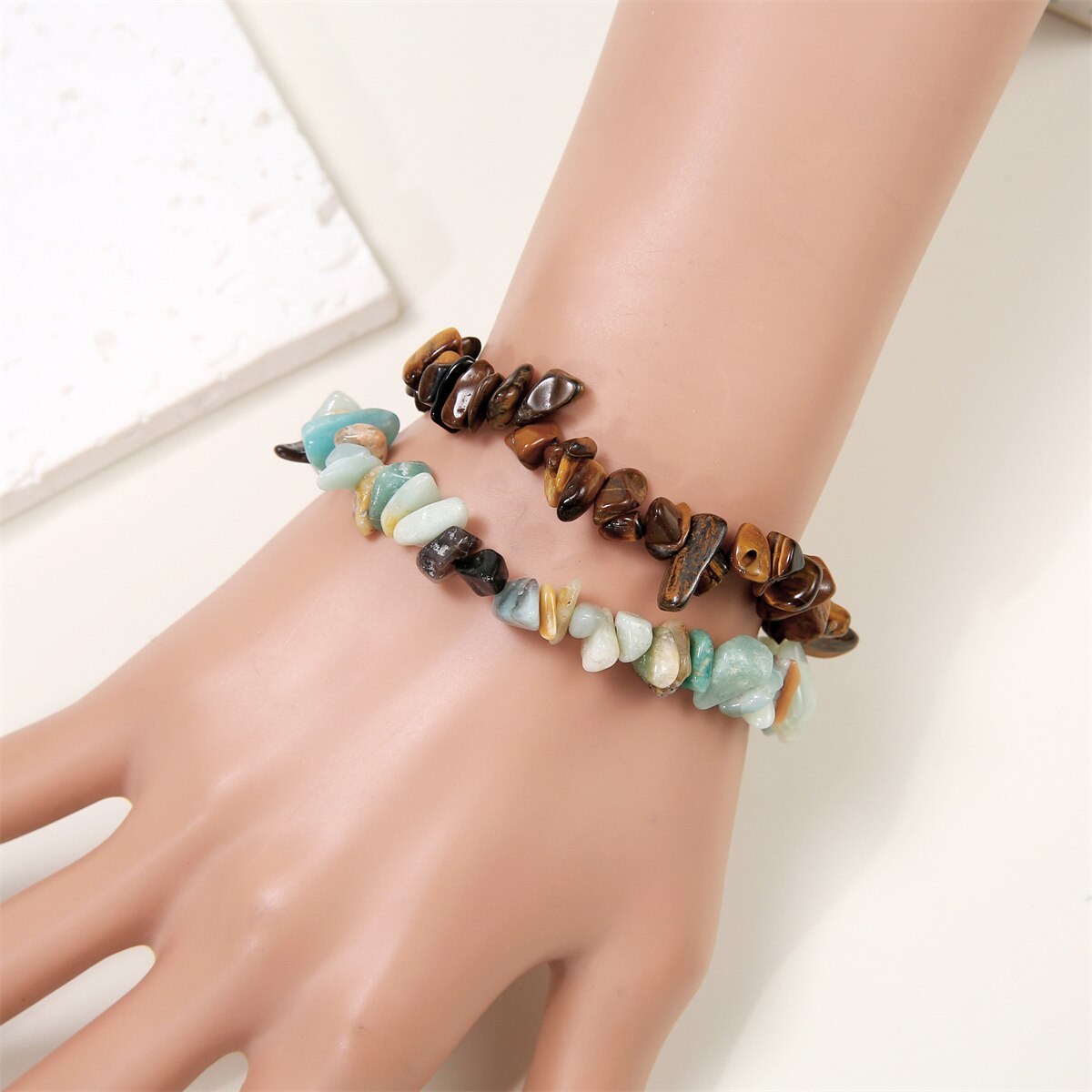 1pc Natural Stone Chakra Crystal Healing Gemstone Stretch Bracelets Tumble Polished Align Increase Communication Reiki Bracelets