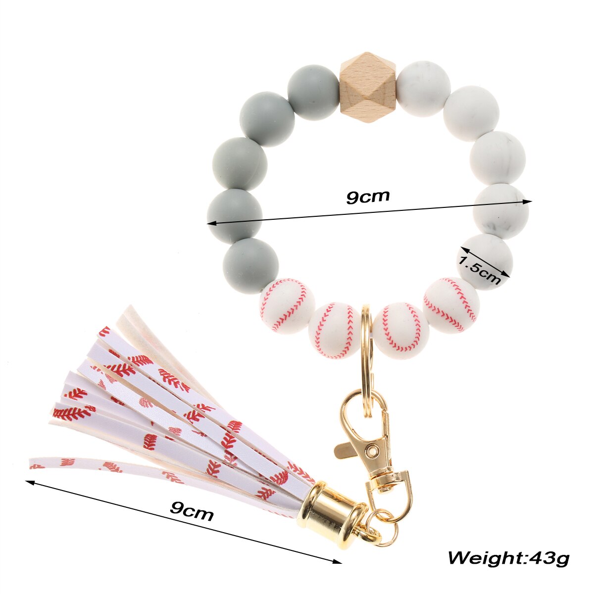 Fashion Silicone Key Ring Bracelets Wristlet Keychain Car Beaded Key Ring Bangle Chains for Women