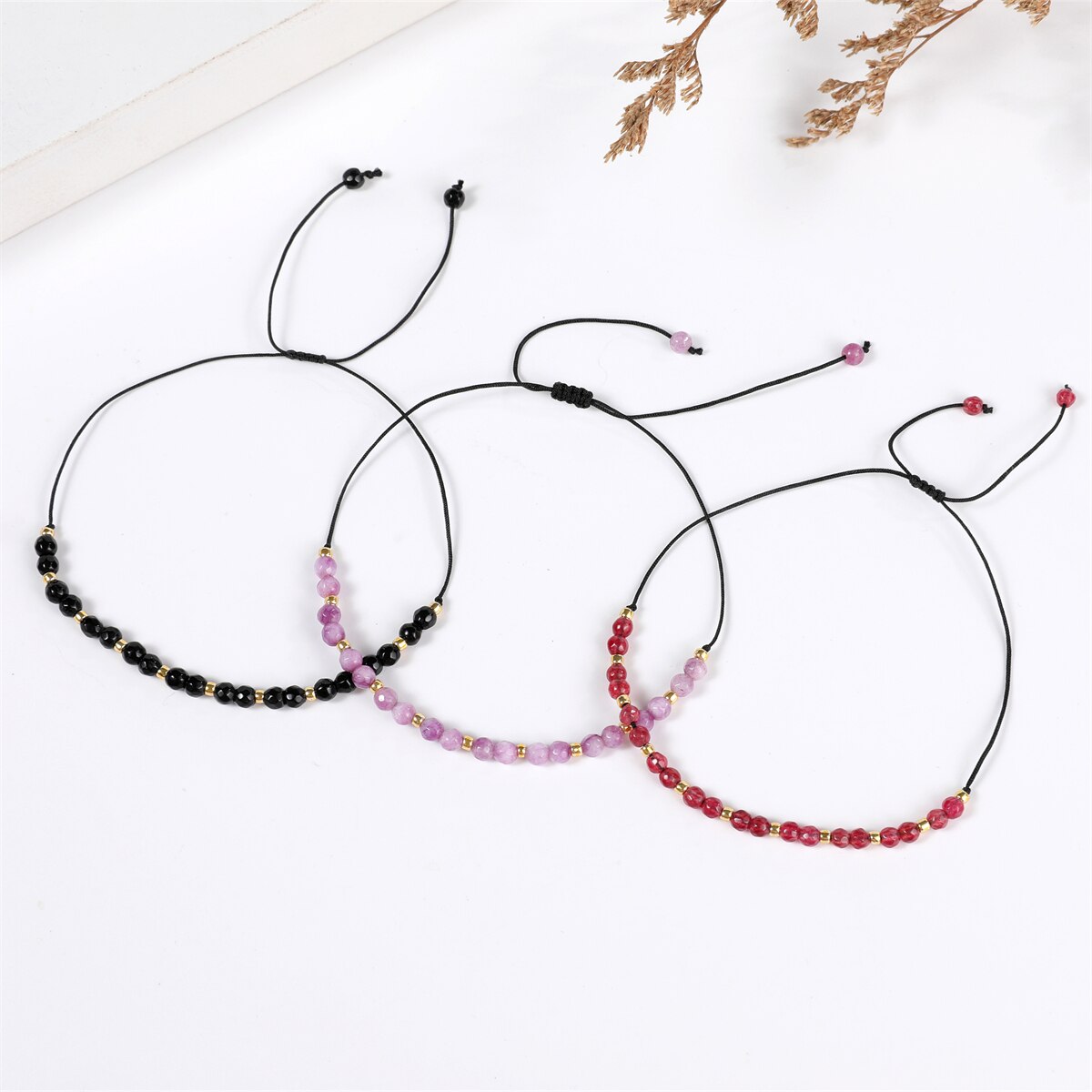 Faceted Crystal Beads Natural Stone Harms Bracelet Women Men Boho Adjustable Hand Braided Chain Healing Yoga Jewelry