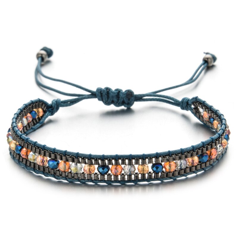 Bohemia Weave Bracelets for Women Adjustable Rope Chain Crystal Charms Braided Yoga Bracelet Bangle Jewelry Gift Wholesale