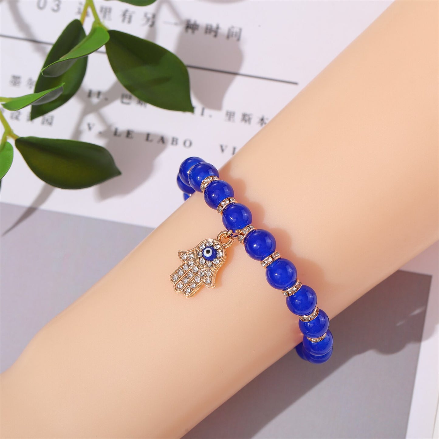 Fashion Turkish Evil Eye Bracelet Murano Glass Turkish Eye Bead Bracelet for Women Men Natural Stone Beads Chain Wrist Jewelry