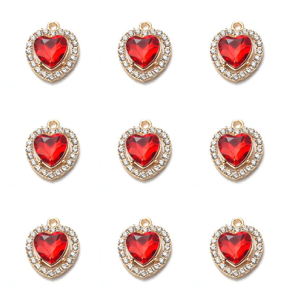 10pcs/lot Transparent Colorfu Ocean Heart Pendant Charm Diy Woman Necklace Earring Jewelry Crystal Pendant Accessories Supplies