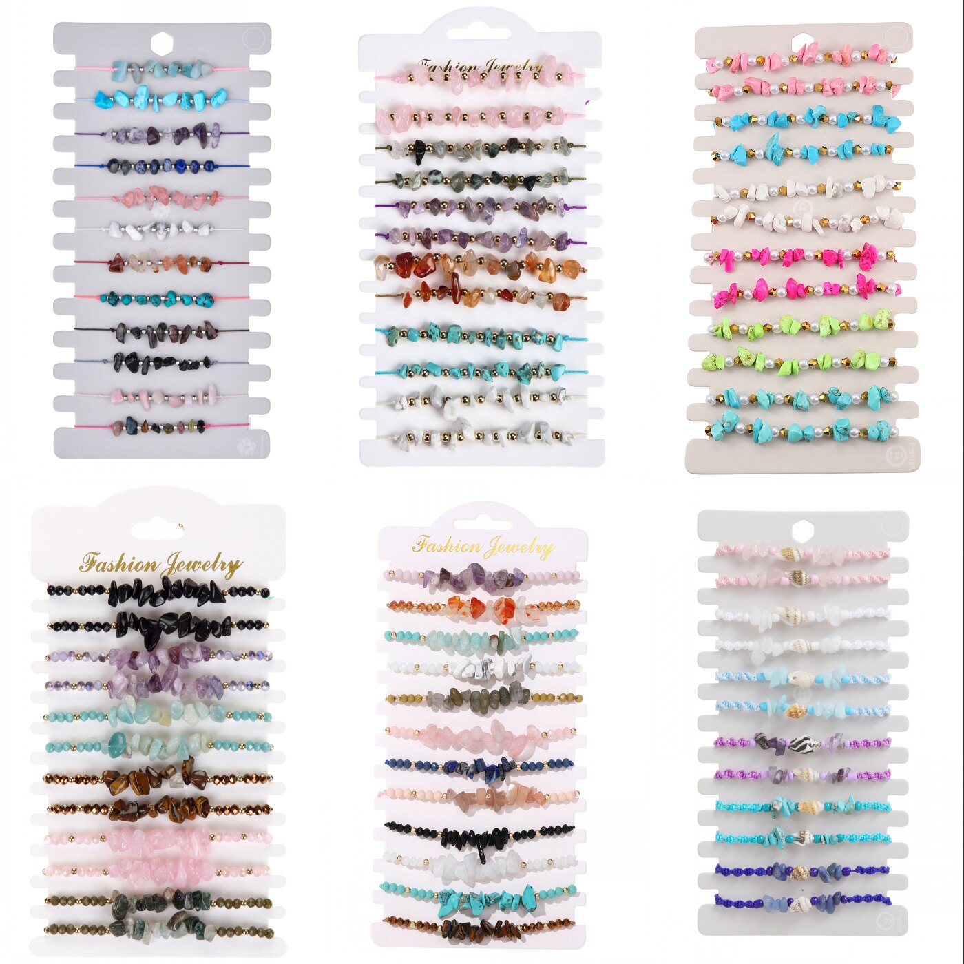 12pcs Natural Stone Amethyst 7 Chakra Bracelets Healing Crystal Bracelet Chipped Gravel Beads Gifts for Women Anklet Mix Colors