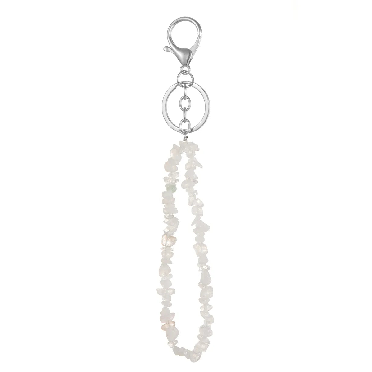 Natural Stone Mobile Phone Chain for Men Women Gravel Amethyst Quartz Stone Keychain Anti-lost Lanyard Bag Charm