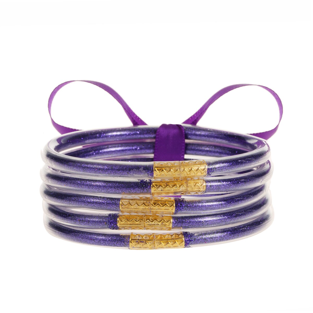 Multi-Layered Jelly Bangles Bracelets for Women Glitter Filled Jelly Clear Silicone Bracelets for Girls Wide Wristband Jewelry