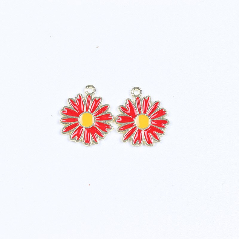 2pcs/lot Metal Drip Oil Sunflower Daisy Plant Pendants for DIY Making Earrings Necklaces Jewelry DIY Accessories Wholesale