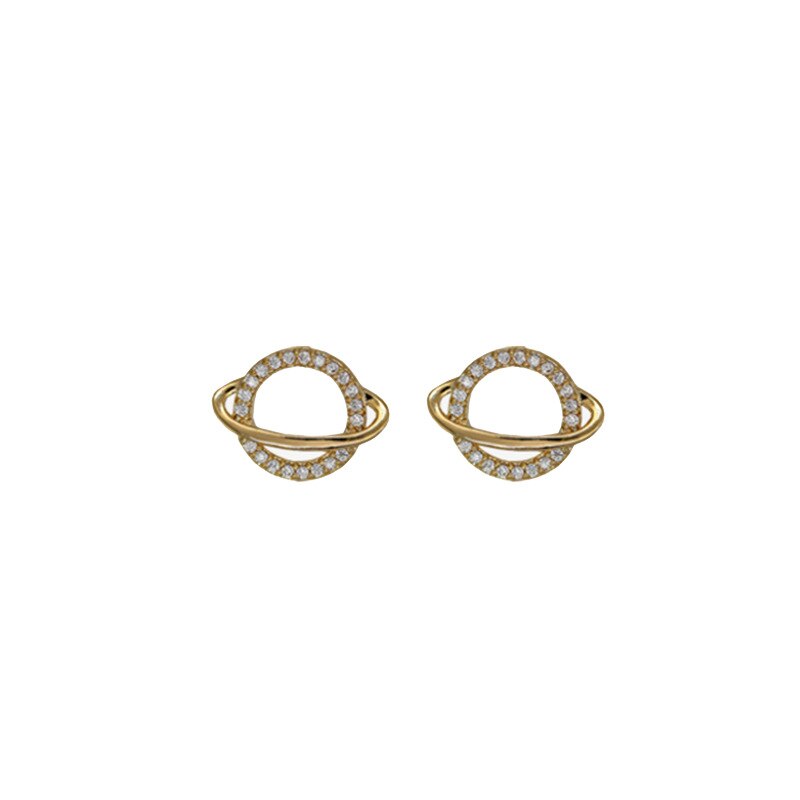 Fashion Shiny Crystal Planet Earrings for Women Plated Gold Colour Earrings Hypoallergenic Statement Engagement Jewelry