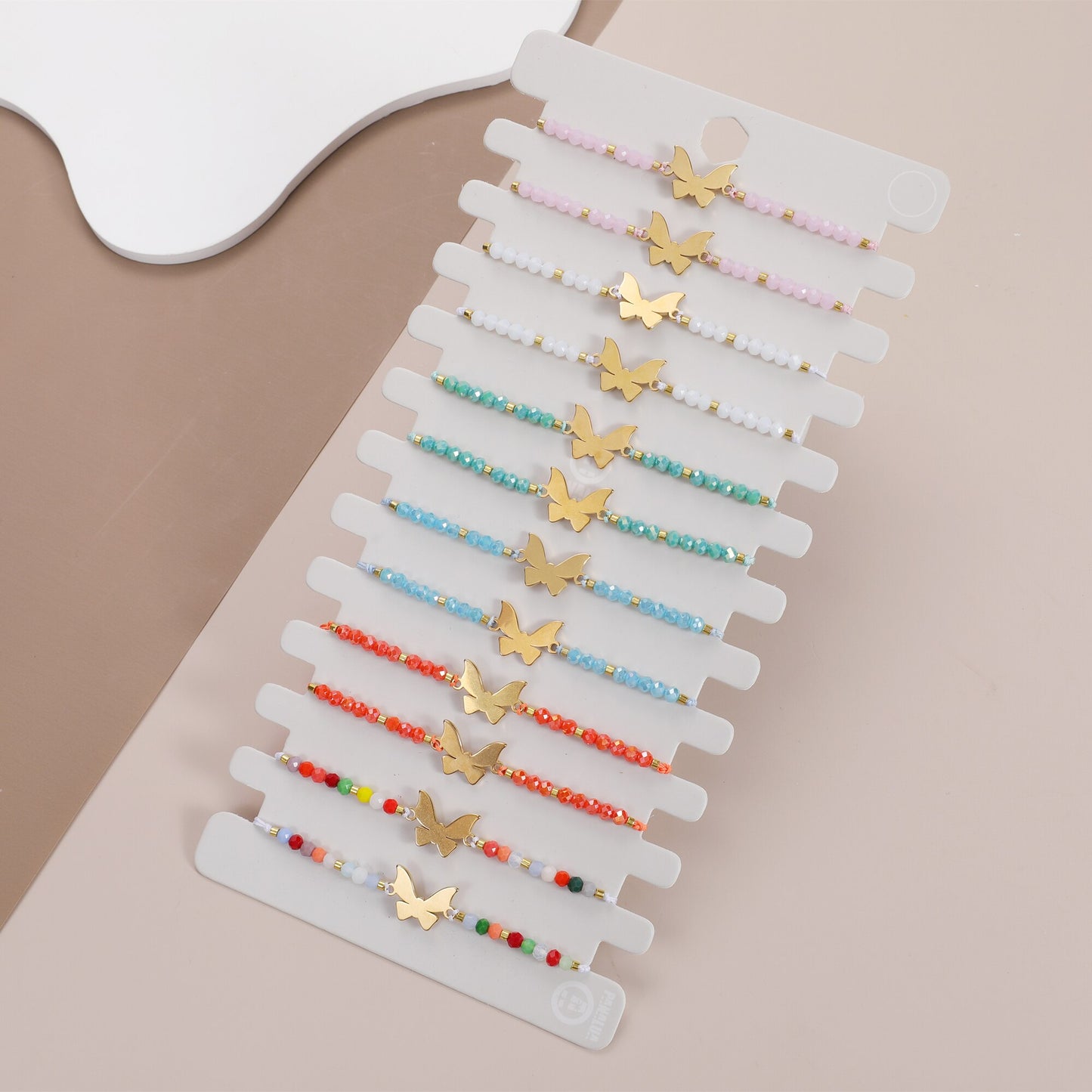 12pcs Handmade Braided Rhinestone Plated Gold Color Butterfly Bracelets for Women Men Rope Chain Bracelet Party Jewelry