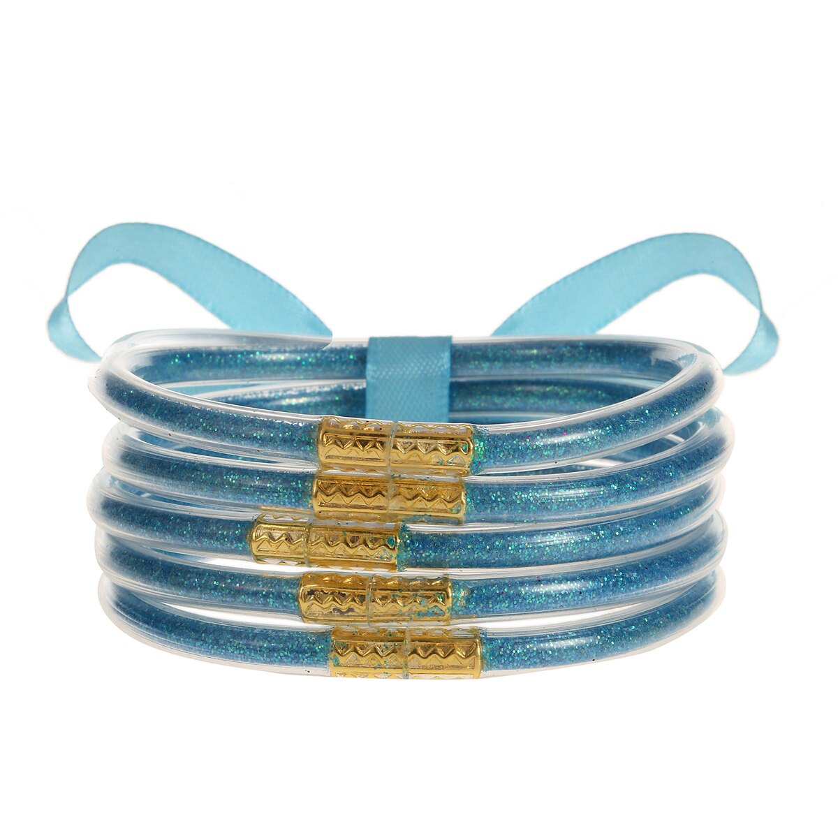 Multi-Layered Jelly Bangles Bracelets for Women Glitter Filled Jelly Clear Silicone Bracelets for Girls Wide Wristband Jewelry