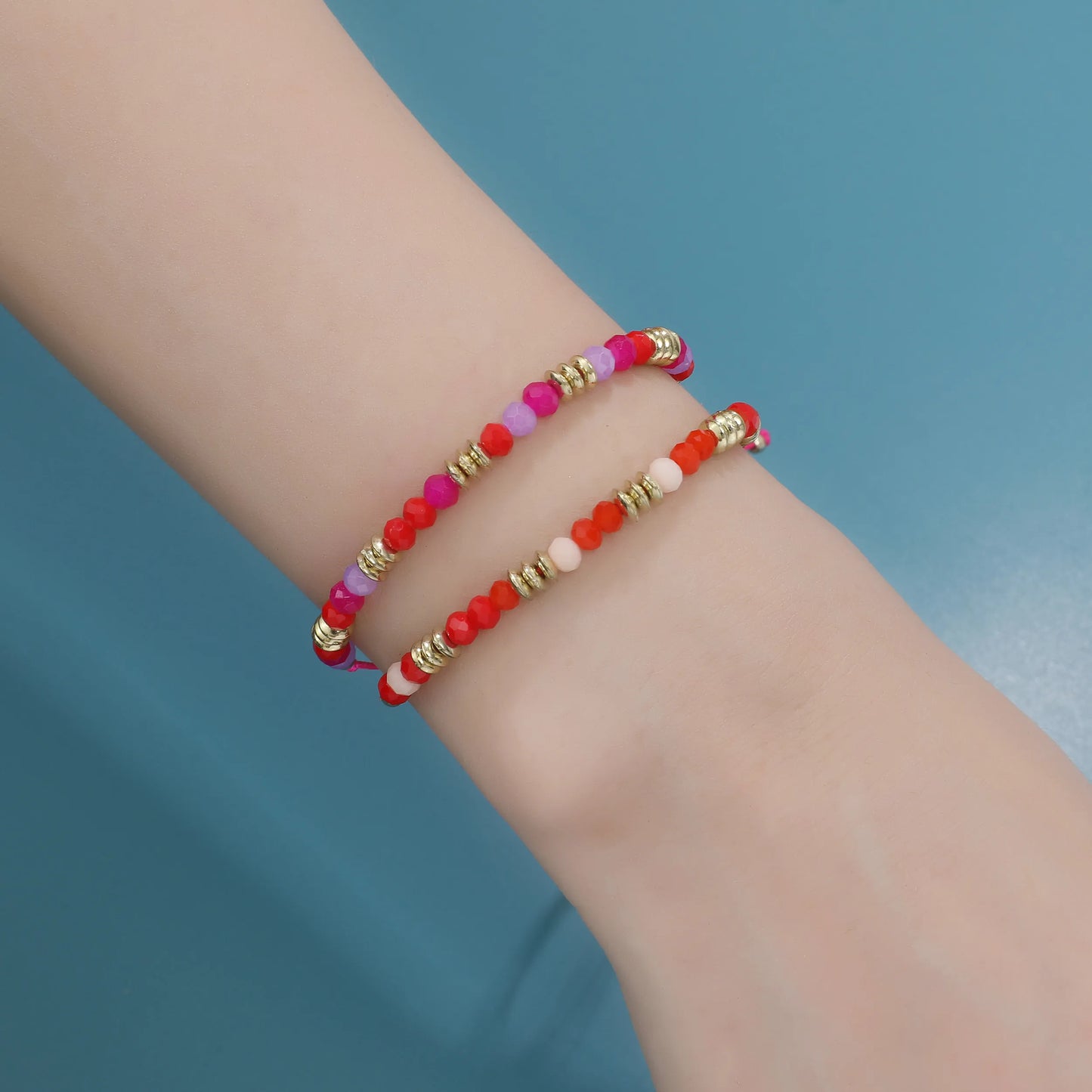 12pcs Colorful Crystal Beads Braided Bracele Adjustable Fashion Colorful Rice Beads Wrist Friendship Couple Children Jewelry