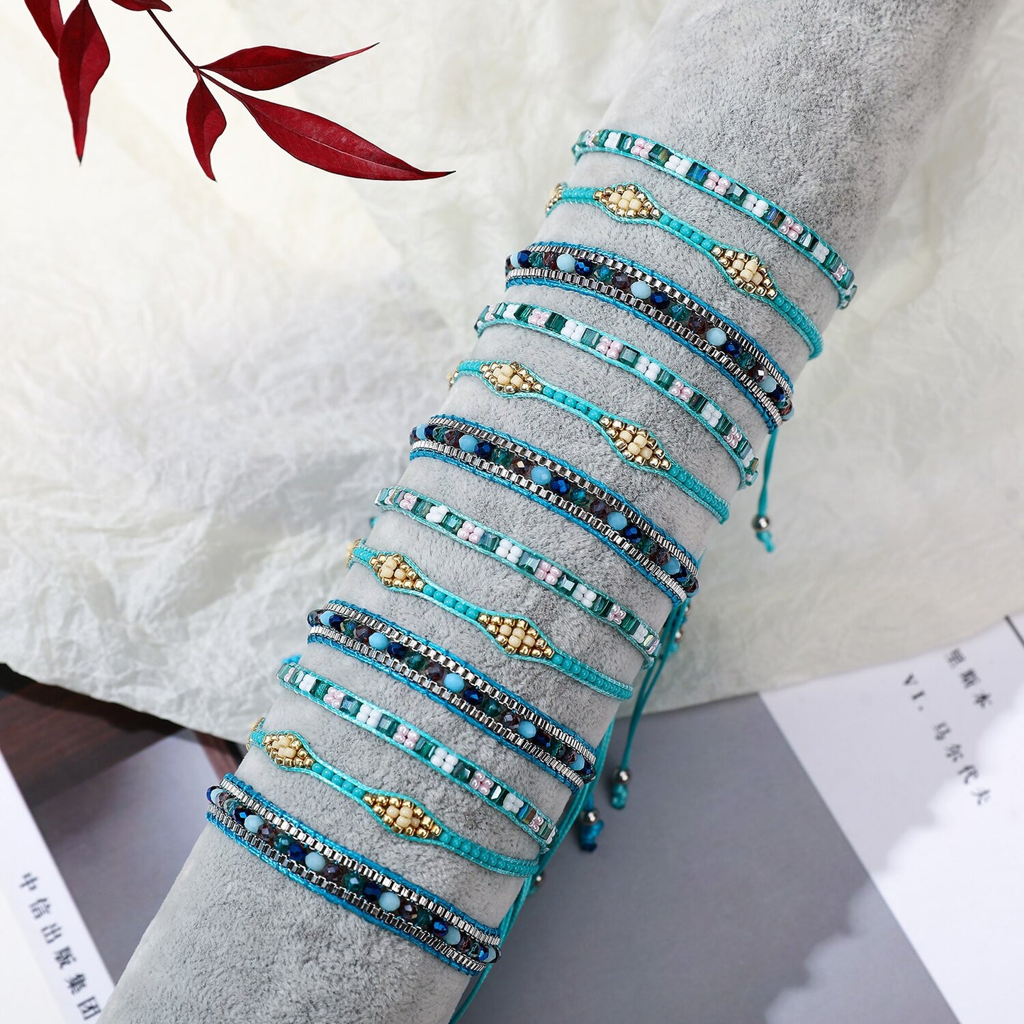12pcs/lot Bohemia Woman Men Handmade Weave Adjustable Rope Chain Crystal Charms Bracelets Wrap Bangle Wristband Fashion Jewelry