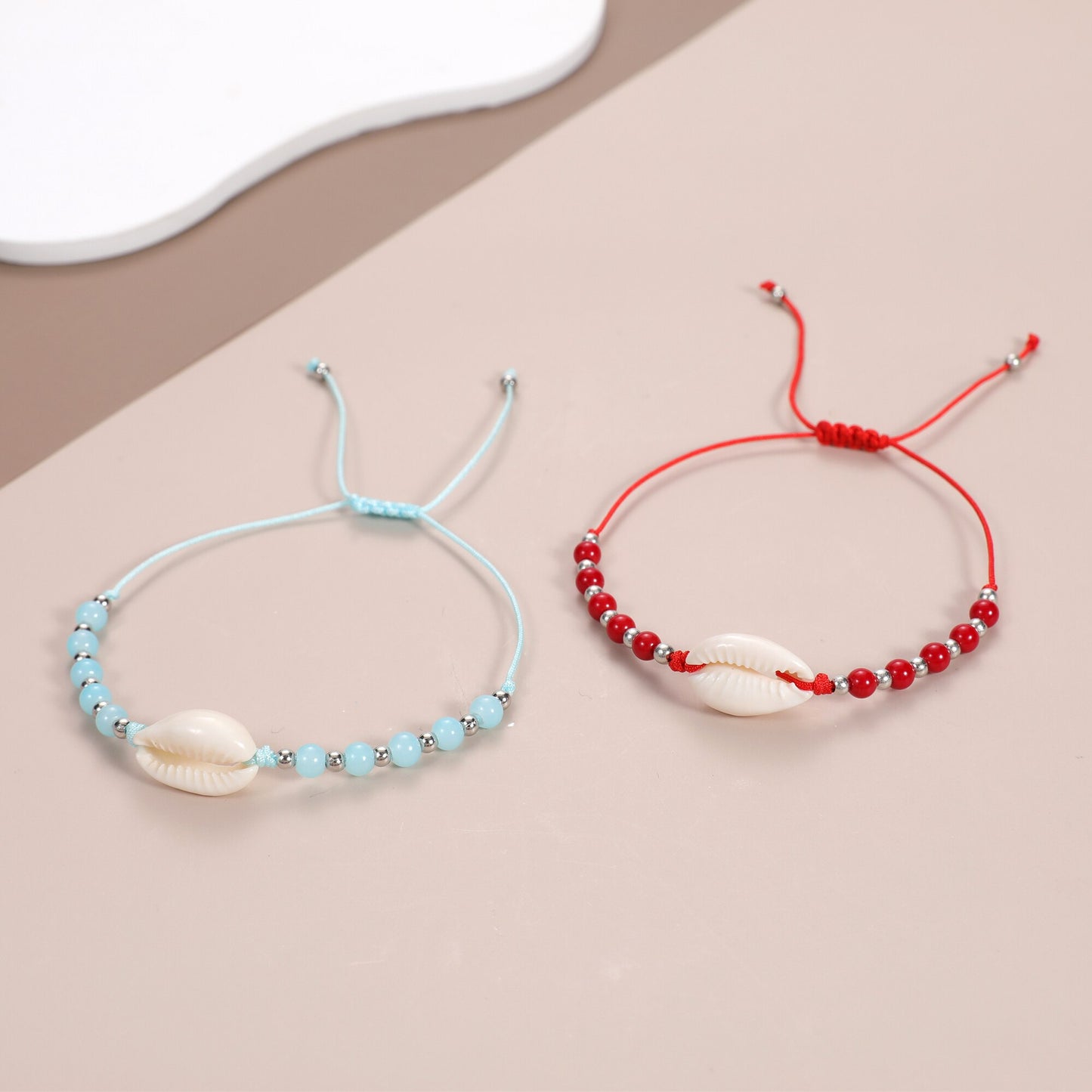 12pcs Colorful Glass Beads Summer Shell Bracelet Fashion Beach Handmade Cowrie Bracelets for Women Men Anklet Boho Jewelry