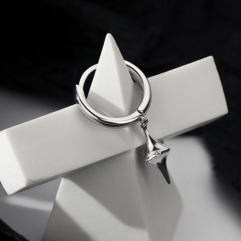 Fashion Geometric Three-dimensional Star Earrings for Men Punk Ins Metal Frosty Wind Earrings Statement Jewelry Gift 1 Pairs