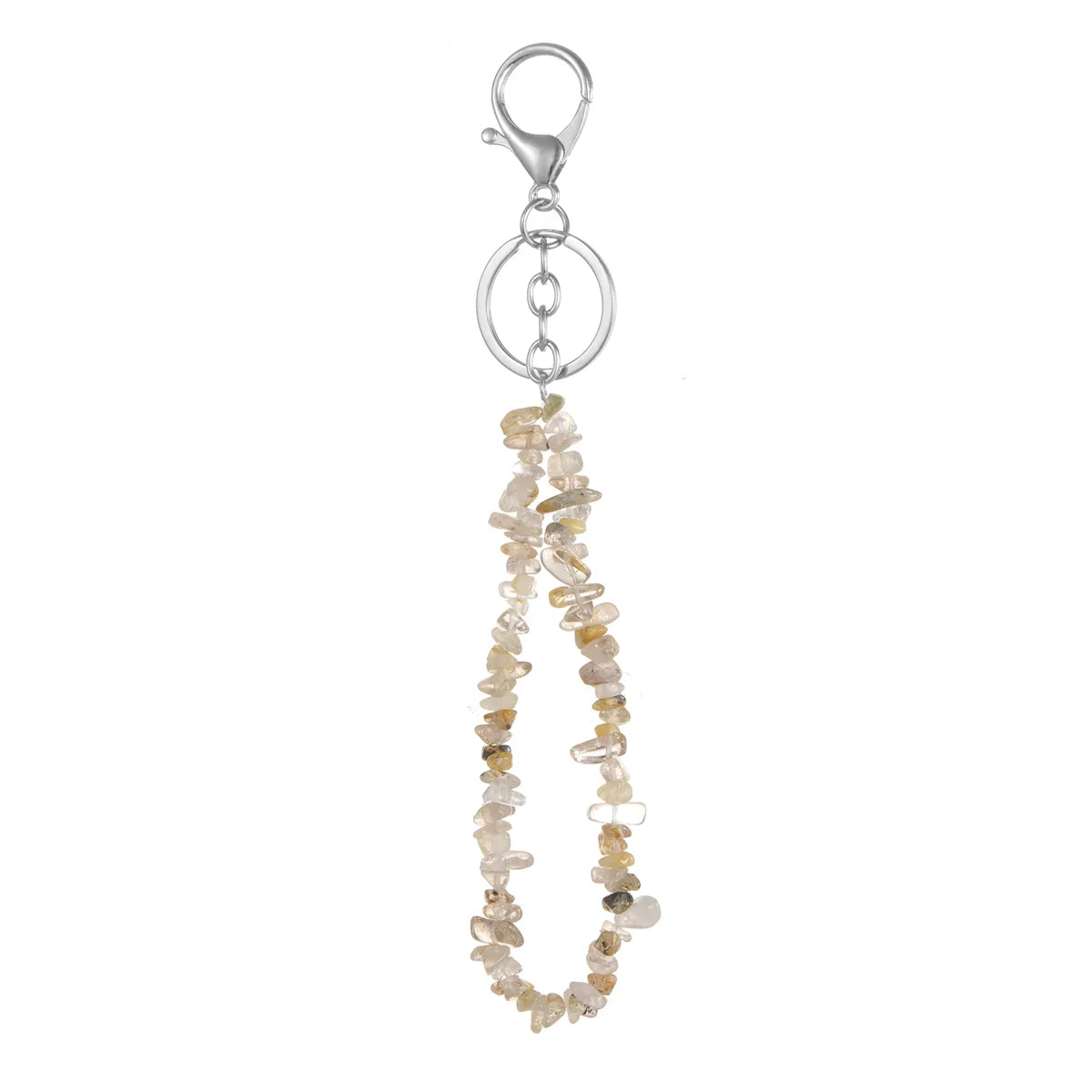 Natural Stone Mobile Phone Chain for Men Women Gravel Amethyst Quartz Stone Keychain Anti-lost Lanyard Bag Charm