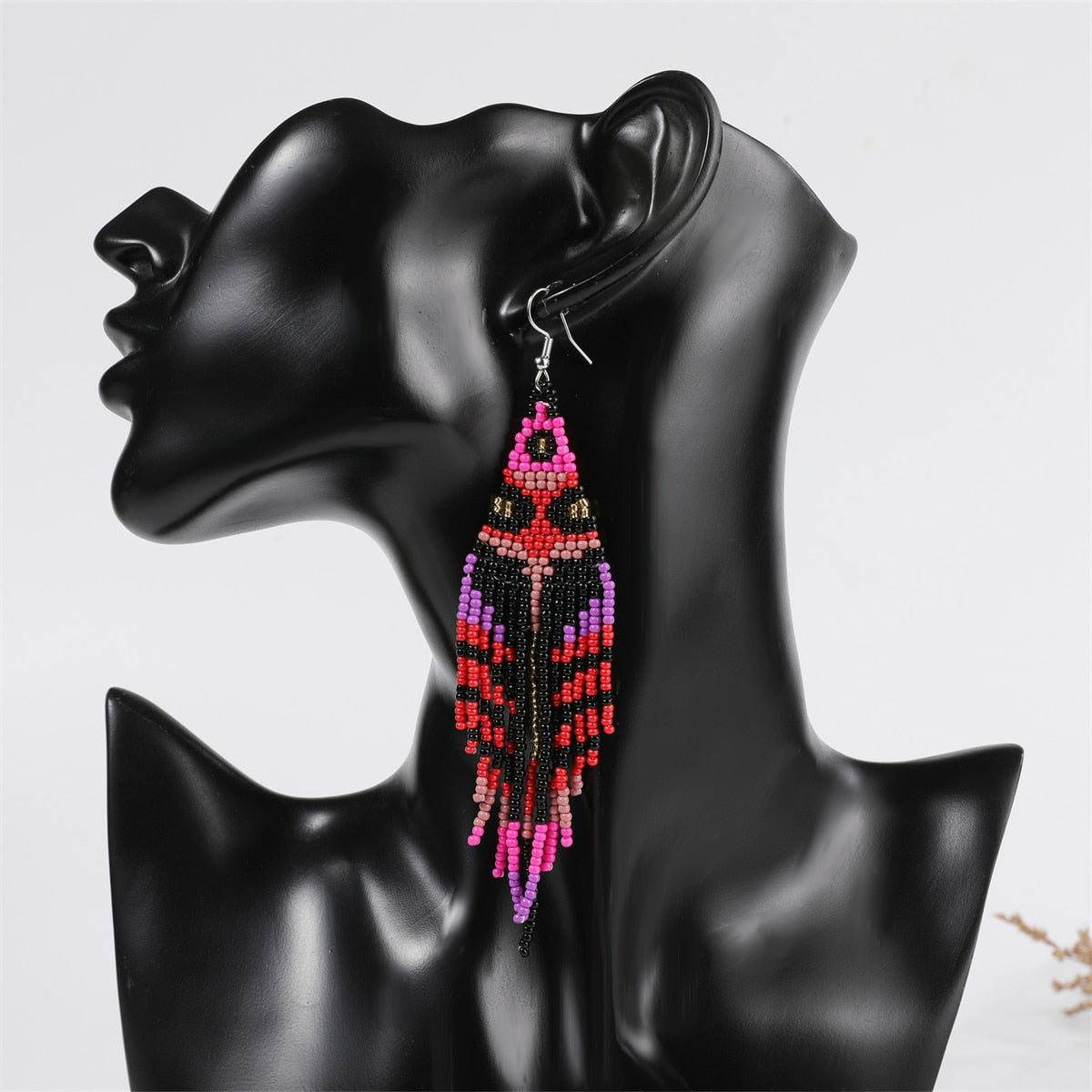 Bohemian Colorful Resin Seed Beaded Round Earrings for Women Girls Statement Dangle Earrings Ethnic Jewelry