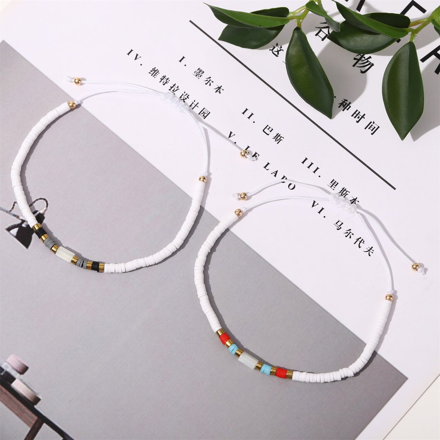 12pcs Smoky Shell Beads Stackable Bracelet Polymer Beaded Stretch Bracelet Bohemia Aesthetic Summer Beach Jewelry for Women