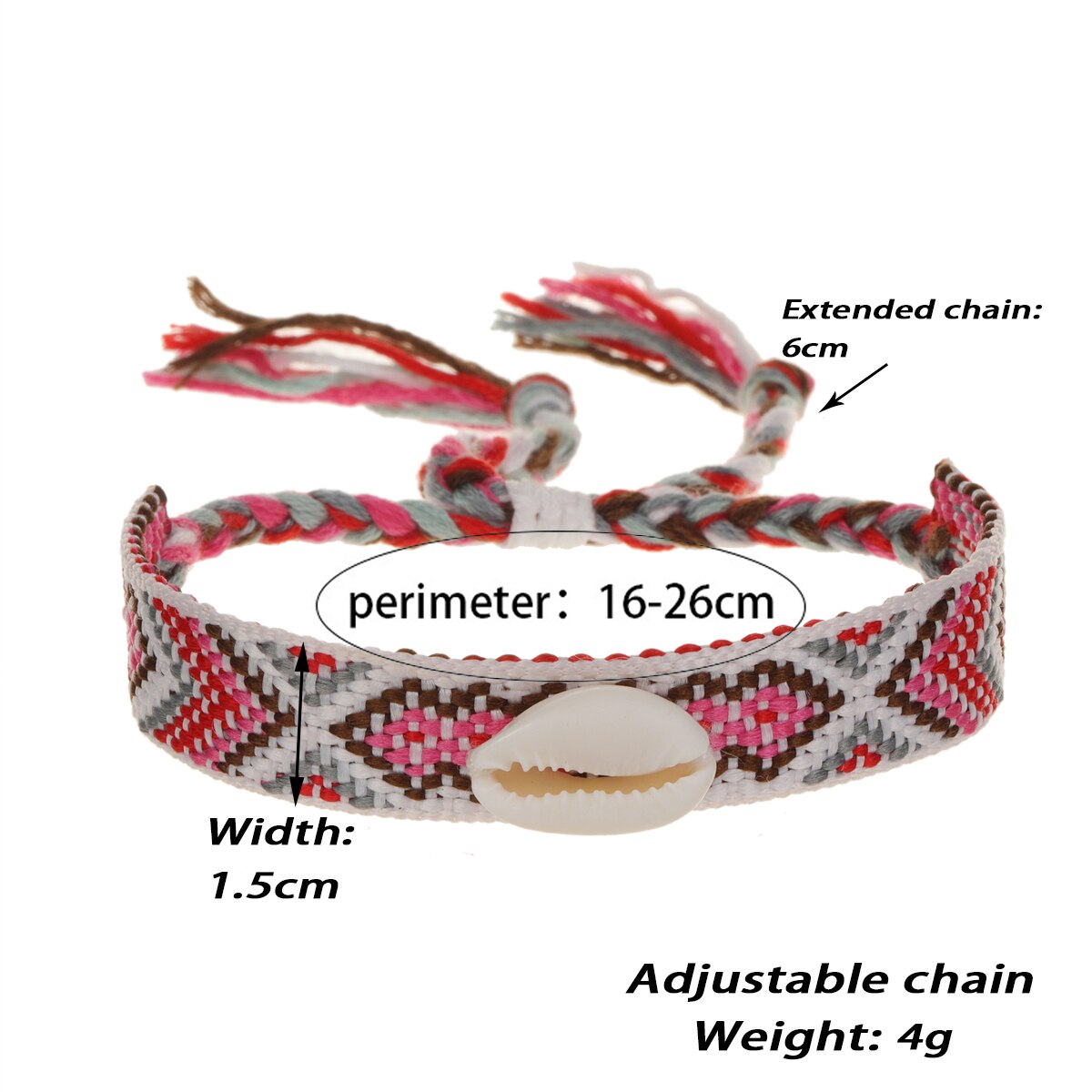 Bohemian Handmade Braid Shell Charms Bracelet Adjustable Rope Chain Bracelet Anklet for Women Girl Cuff Wristband Jewelry