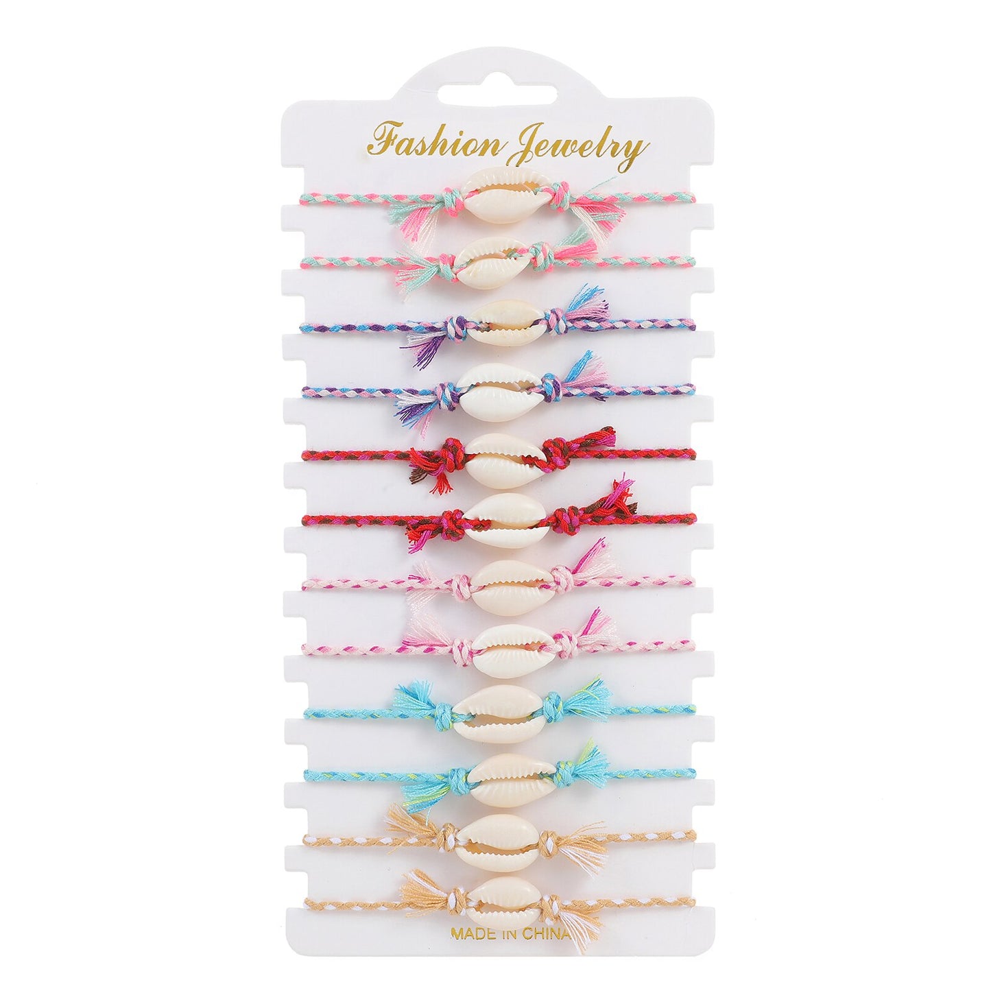 12Pcs Beach Shell Bracelets Anklets Set for Women Girls Summer Handmade Braided Thick Rope Tassel Chain Jewelry Wholesale