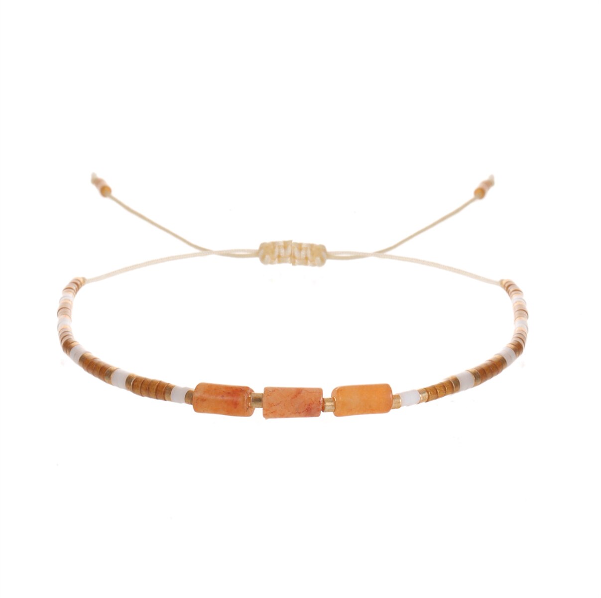 Seed Bead Bracelet & Bangle for Women Men Square Faceted Natural Stone Pendant Adjustable Charm Stacking Femme Pulsera