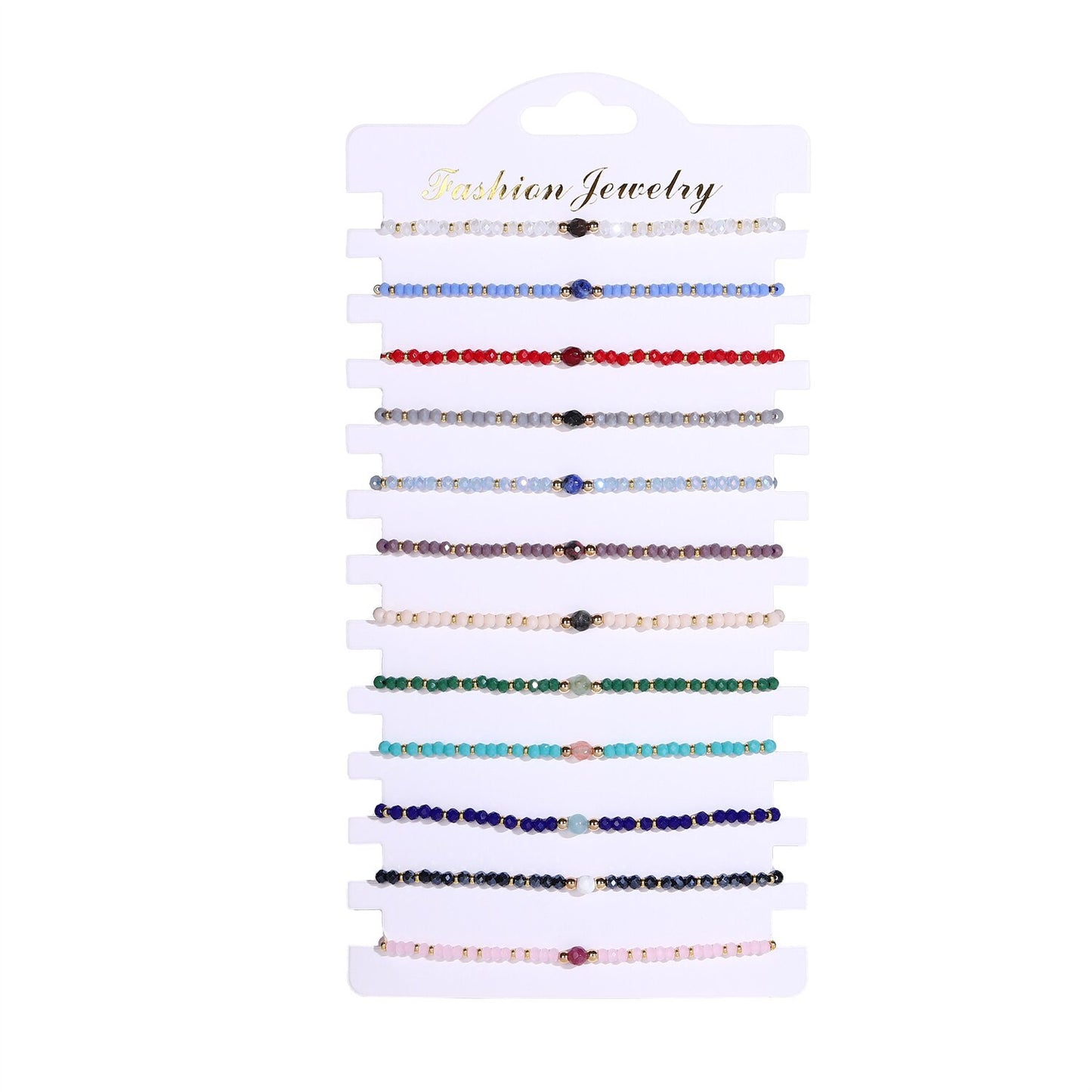 Boho 12Pcs/Lot Seed Beads Natural Stone Charms Bracelets Adjustable String Wish Bracelets Jewelry Gifts for Girls Wholesale