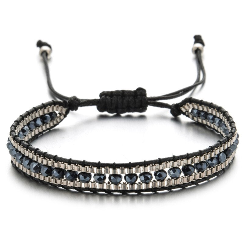 Bohemia Weave Bracelets for Women Adjustable Rope Chain Crystal Charms Braided Yoga Bracelet Bangle Jewelry Gift Wholesale