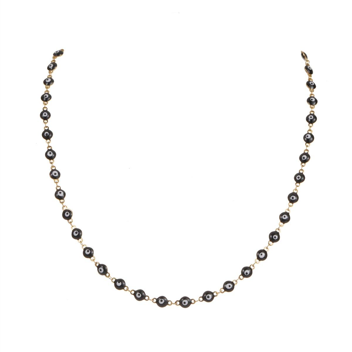 Simple Fashion Evil Eye Beads Chain Choker Necklace for Women Girls Gold Color Stainless Steel Necklace Jewelry Accessories