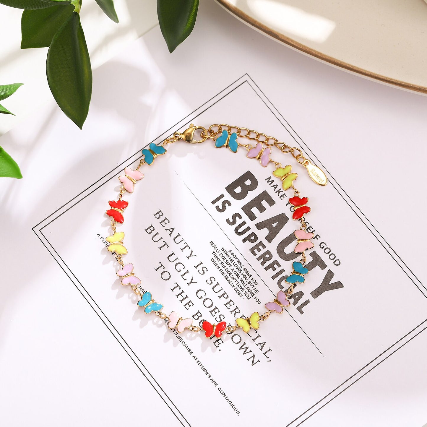 Stainless Steel Oil Drip Heart Sunflower Daisy Pendant Bracelets for Women Men Titanium Chain Minimalist Waterproof Jewelry