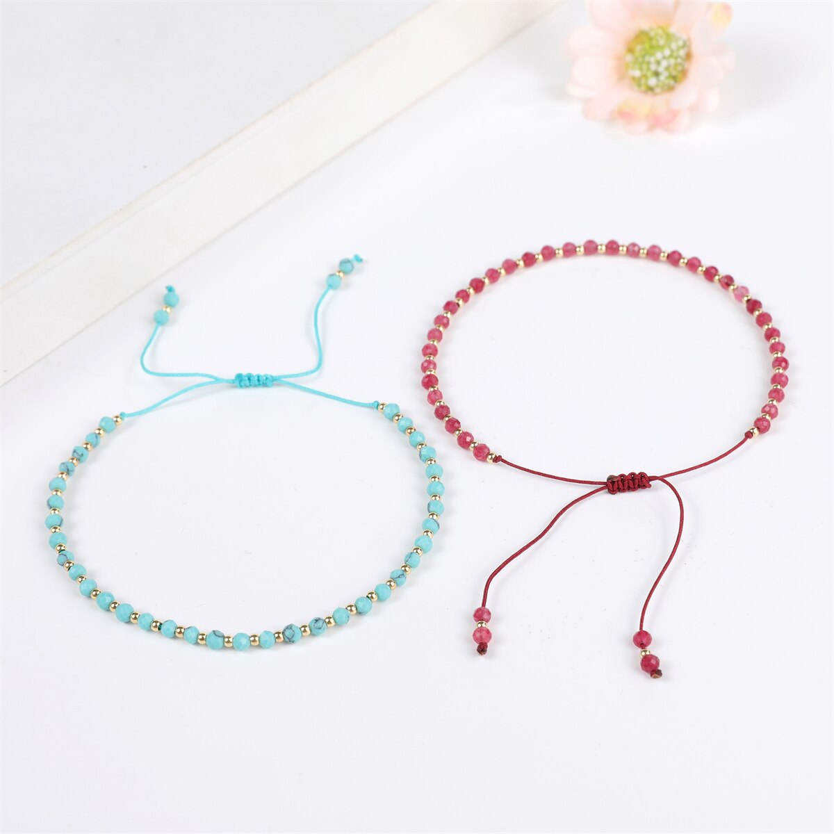 3mm Natural Stone Faceted Crystal Beads Bracelet for Women Men Crystal Quartzs Surf Anklets Jewelry Elastic Bangle Bracelets