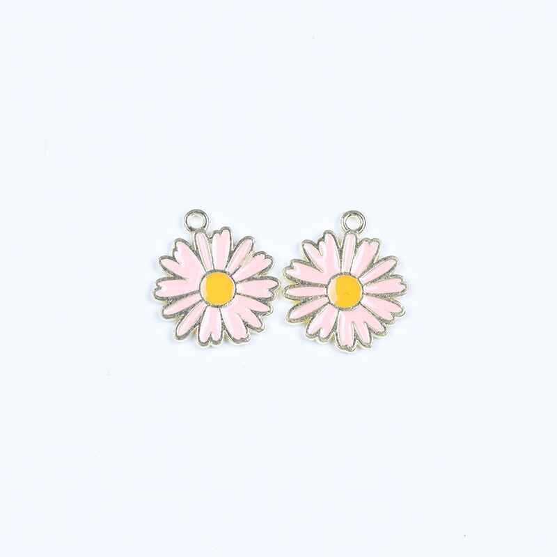 2pcs/lot Metal Drip Oil Sunflower Daisy Plant Pendants for DIY Making Earrings Necklaces Jewelry DIY Accessories Wholesale