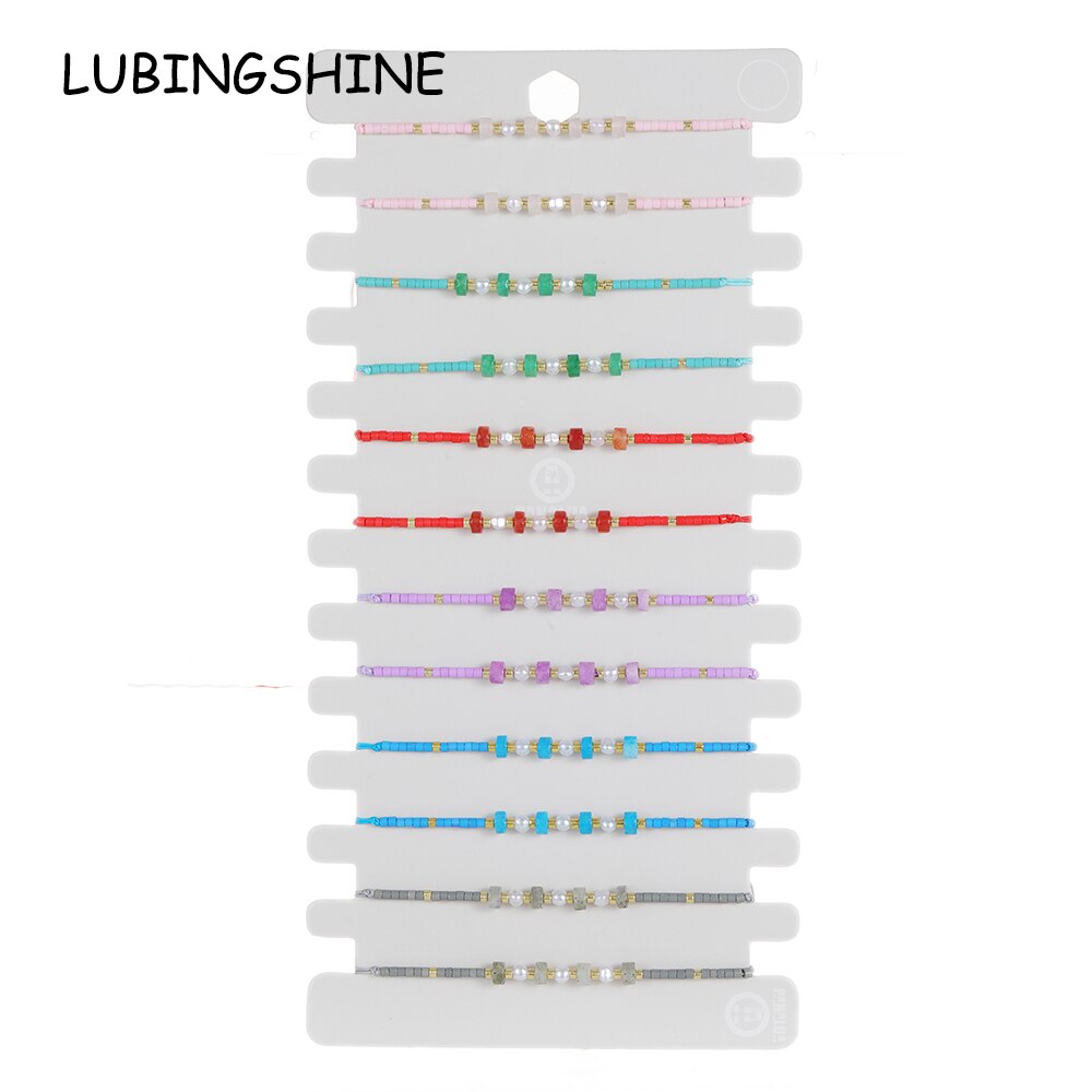 12pcs/lot Japanese Rice Beads Natural Stone Pearl Charms Bracelet for Women Men Adjustable Hand-woven Rope Chain Party Jewelry