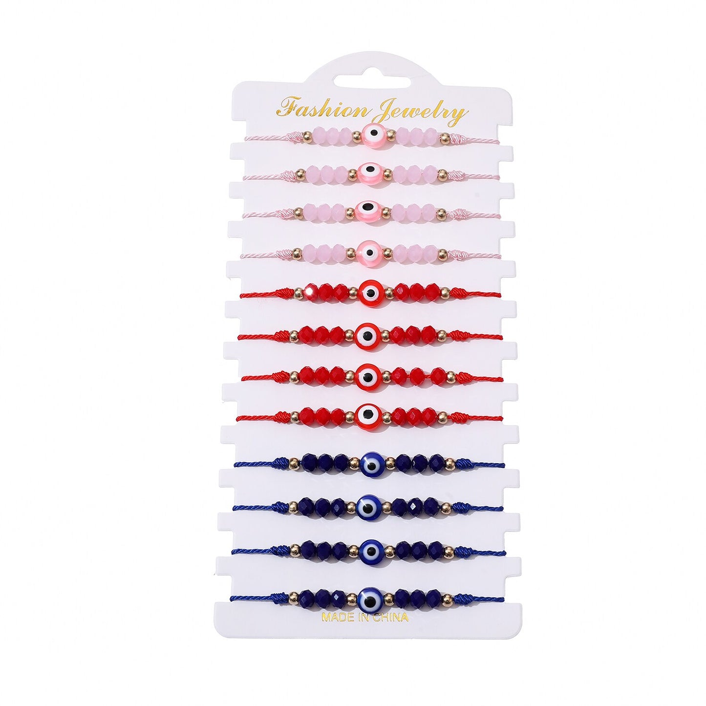 12pcs/lot Charms Knitted Bracelet for Women Adjustable Turkey Blue Evil Eye Crystal Beads Bracelets Anklet Jewelry Wholesale