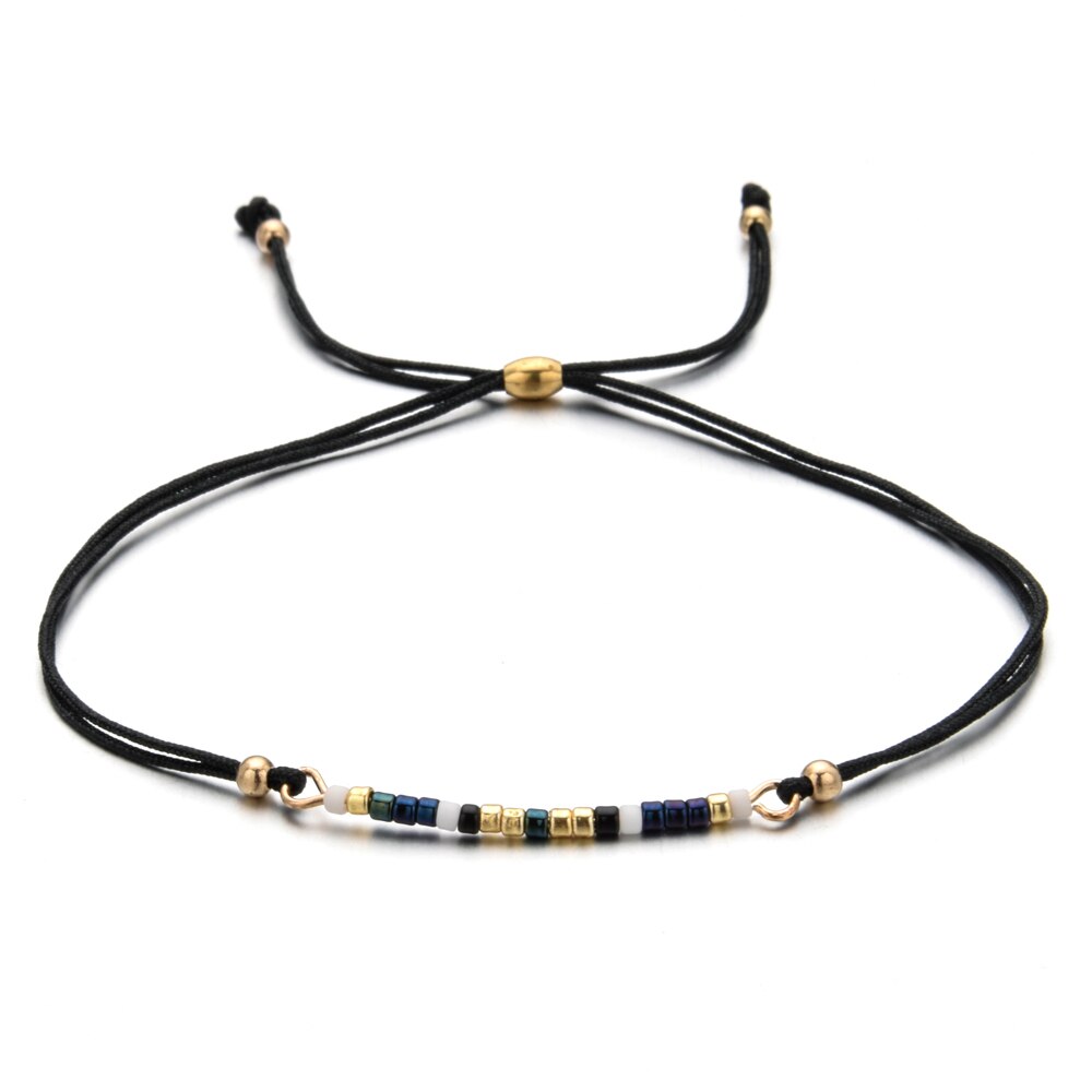 Boho Woman Men Handmade Weave Adjustable Rope Chain Crystal Seed Beads Bracelets Bangle Wristband Fashion Jewelry Drop Shipping
