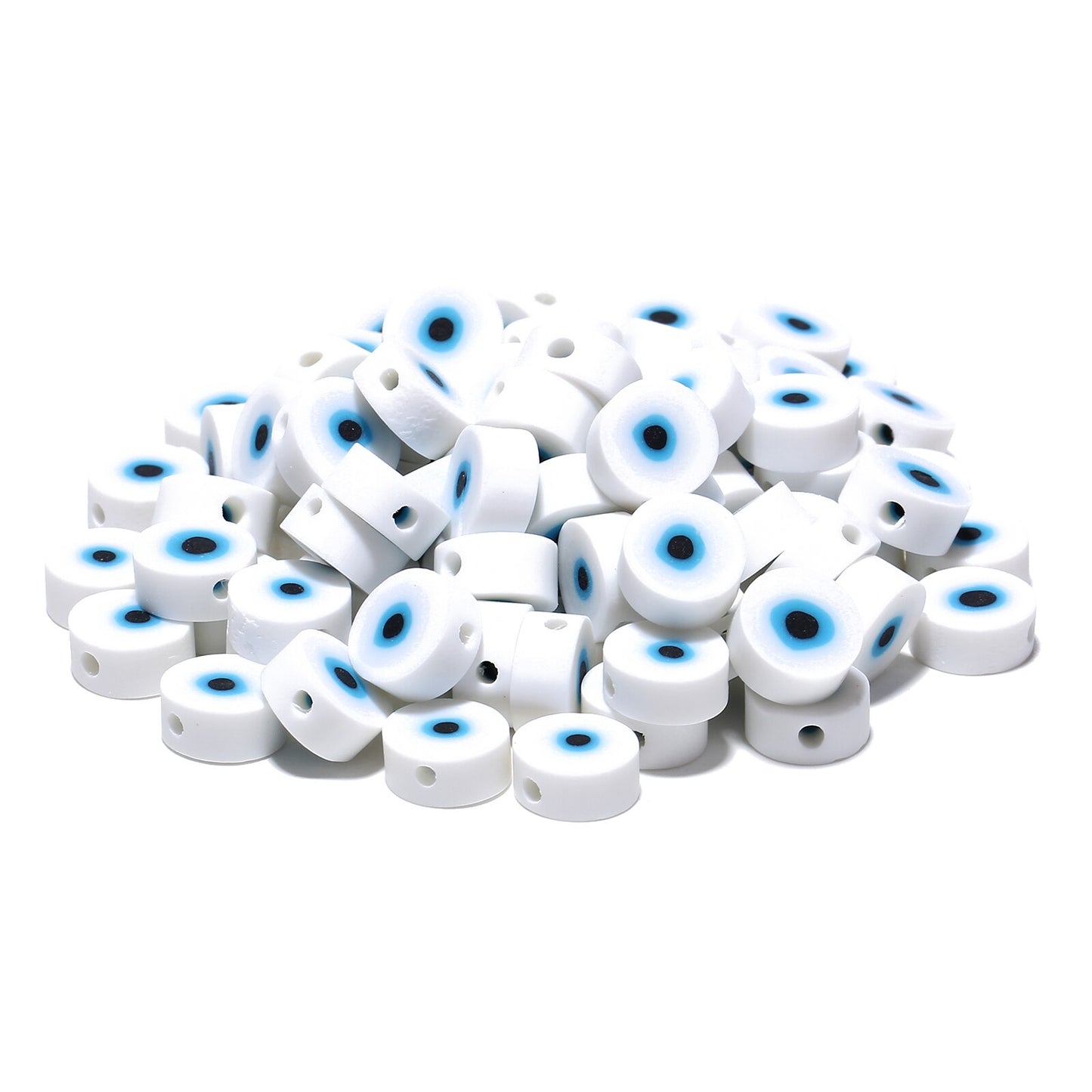 50pcs/lot Cartoon Flowers Evil Eye Polymer Clay Spacer Beads for Women Girls Jewelry Making DIY Bracelet Necklace Accessories