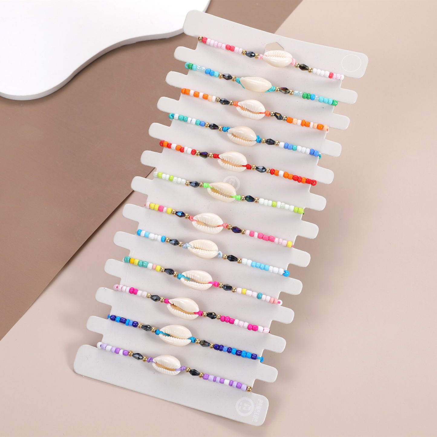 12pcs/Set Crystal Beads Shell Charms Bracelets Adjustable Handmade Woven Rope Chain Bracelet for Women Ethnic Cuff Jewelry