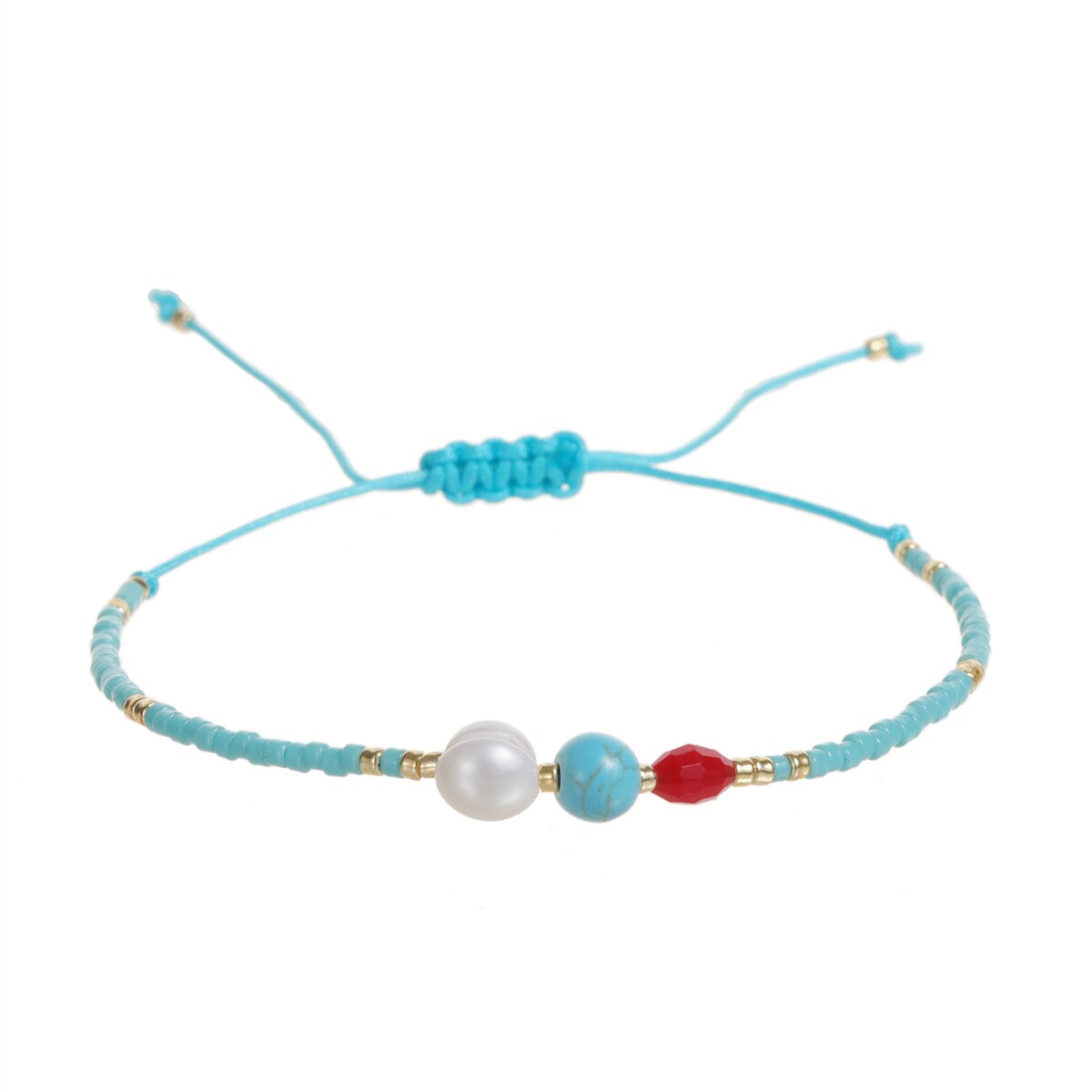 Handmade Seed Beads Charms Pearl Bracelets Adjustable Braided Bracelet Anklet Women Girl Wristband Cuff Jewelry
