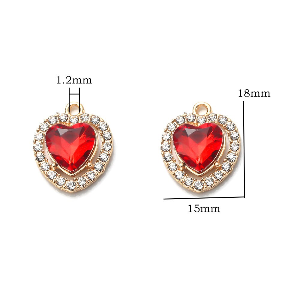 10pcs/lot Transparent Colorfu Ocean Heart Pendant Charm Diy Woman Necklace Earring Jewelry Crystal Pendant Accessories Supplies