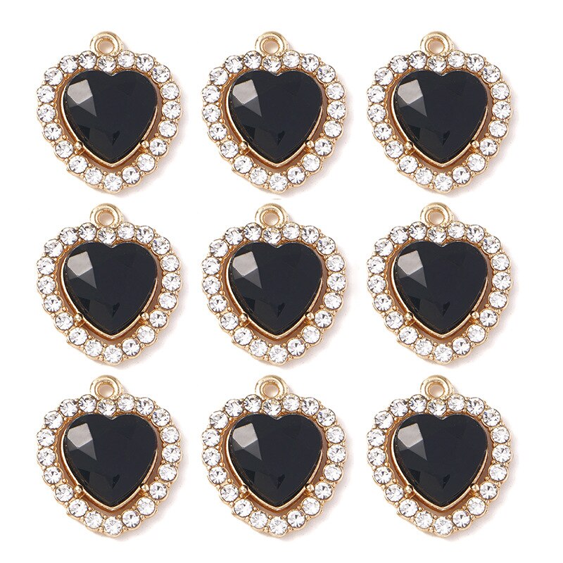 10pcs/lot Transparent Colorfu Ocean Heart Pendant Charm Diy Woman Necklace Earring Jewelry Crystal Pendant Accessories Supplies