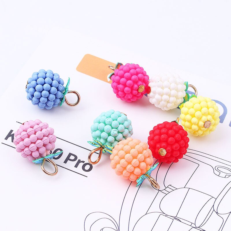 20pcs/lot 13mm Charms Creative Raspberry Pendant Alloy Three-dimensional Cute Bead Hanging Ball Diy Jewelry Accessory Pendant