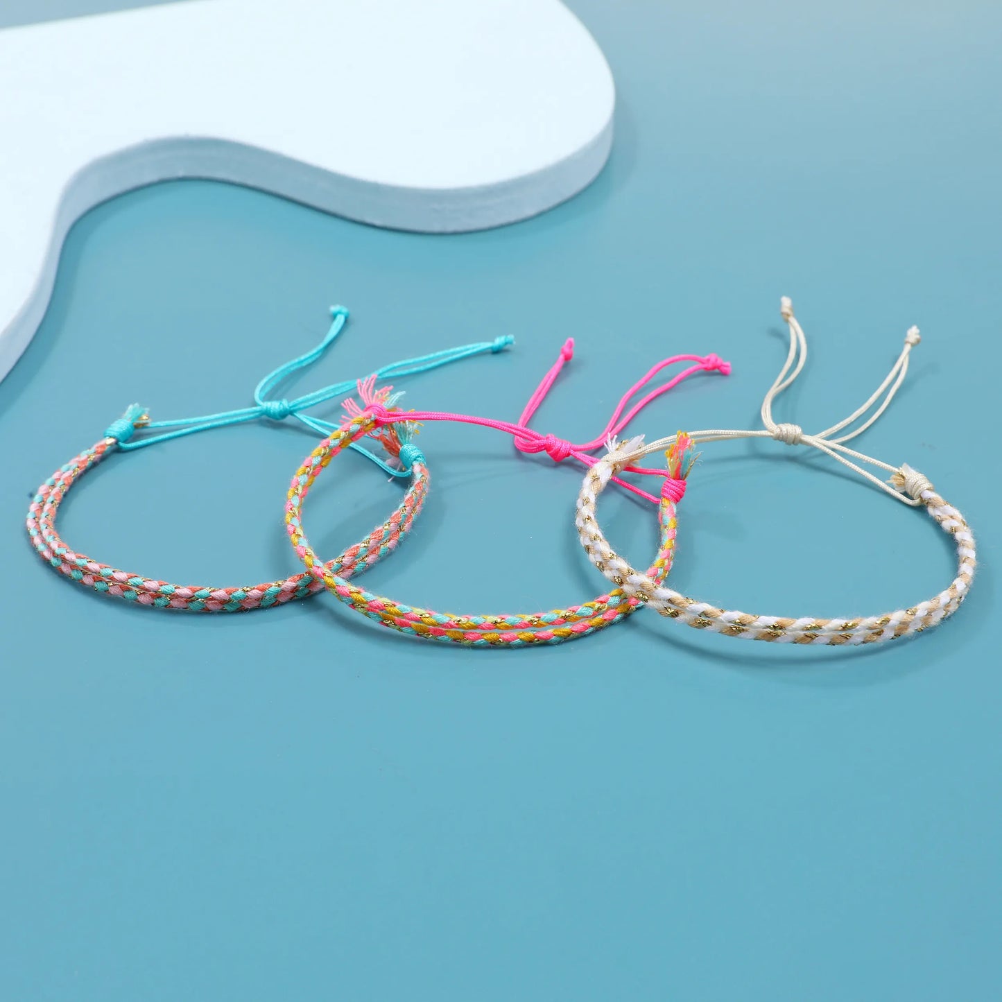 12pcs Double Strand Gold Colored Thread and Cotton Thread Braided Bracelet Set for Women Men Surf Vacation Anklets