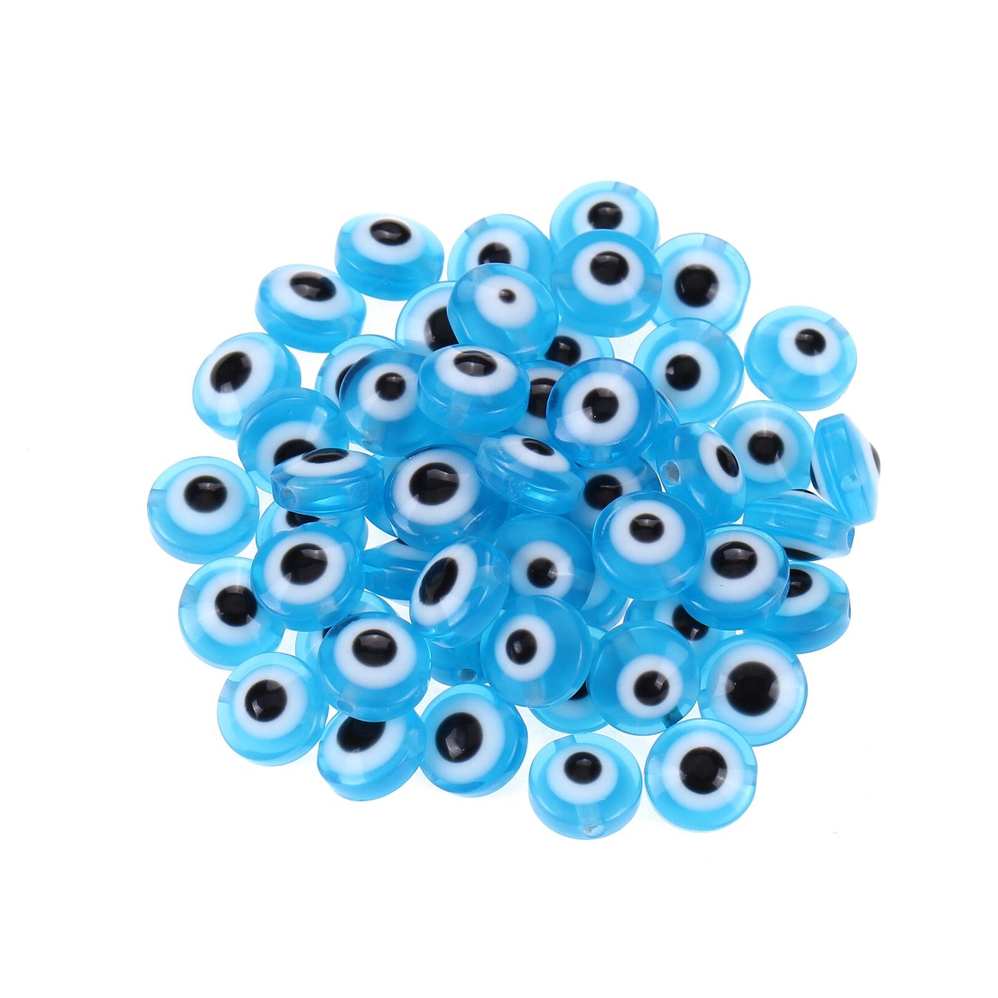 100pcs Evil Eye Beads Royal Blue Resin Lampwork Evil Eye 8MM Beads with Elastic Rope for DIY Crafts Making Accessories