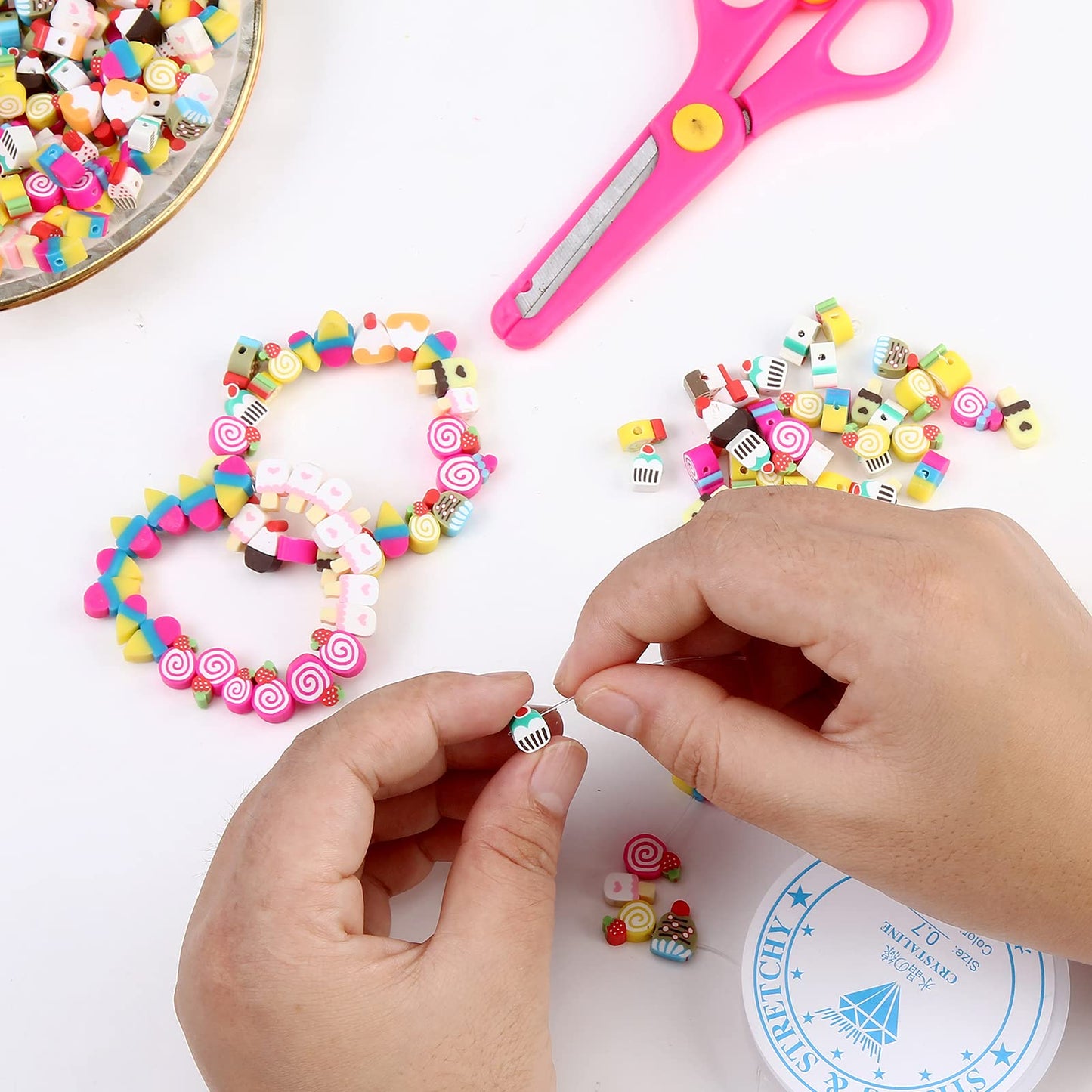 50pcs/lot Cartoon Flowers Evil Eye Polymer Clay Spacer Beads for Women Girls Jewelry Making DIY Bracelet Necklace Accessories